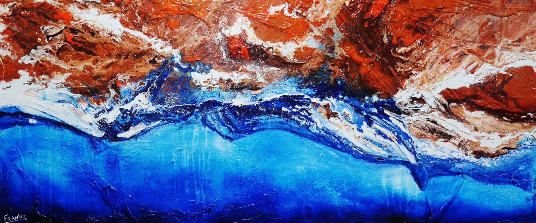 Coastal Change 240cm x 100cm Blue Brown Textured Abstract Painting (SOLD)-Abstract-[Franko_Artist]-[Australian_artist]-[Gold_Coast]-[Brisbane]-[modern]-[contemporary]-[original]-[Large_artwork]-Franklin Art Studio