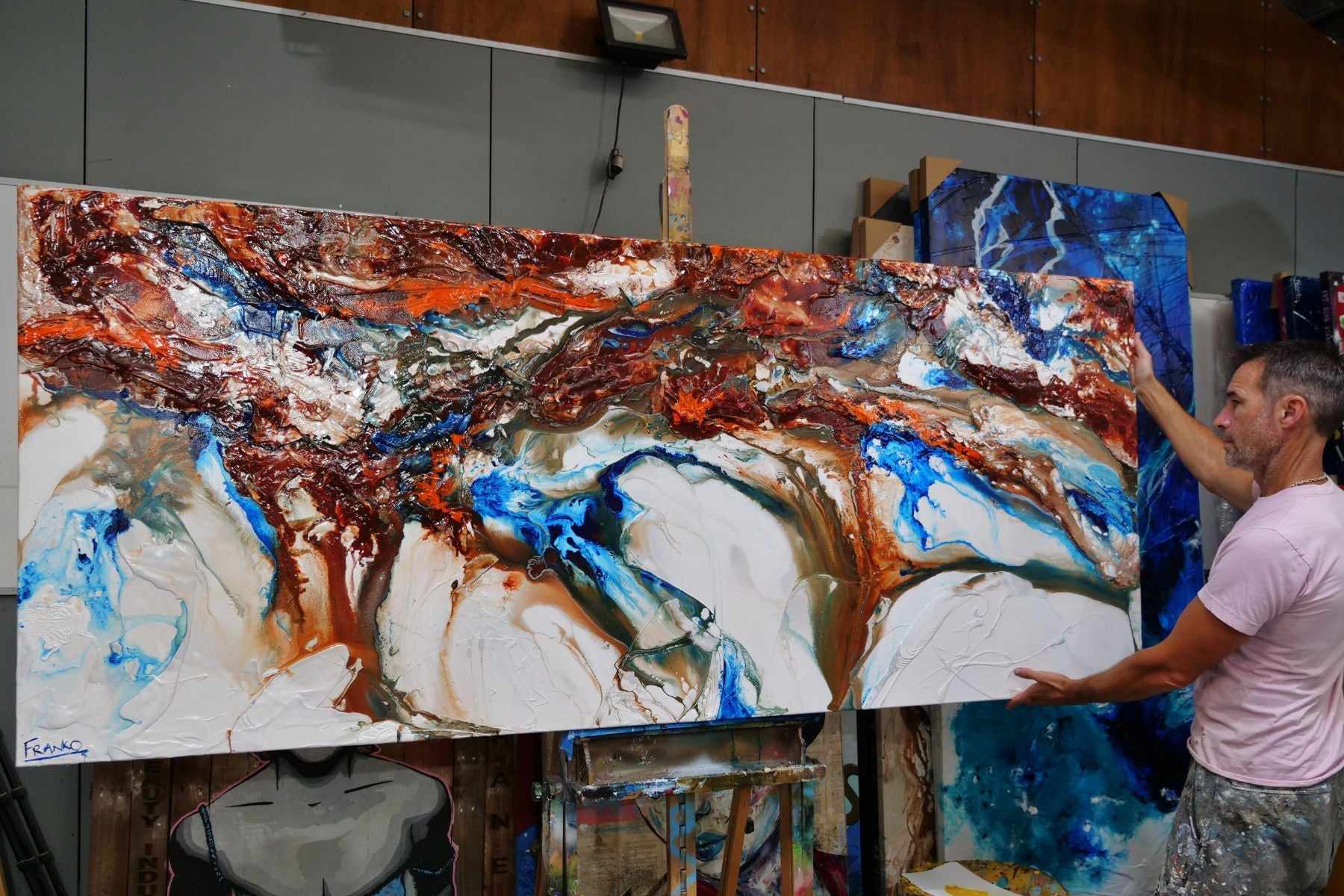 Coastal Essence 240cm x 100cm White Oxide Textured Abstract Painting (SOLD VERON)-Abstract-[Franko_Artist]-[The_Block]-[Dream_Homes]-[ideas]- [Grand_Designs]-Franklin Art Studio