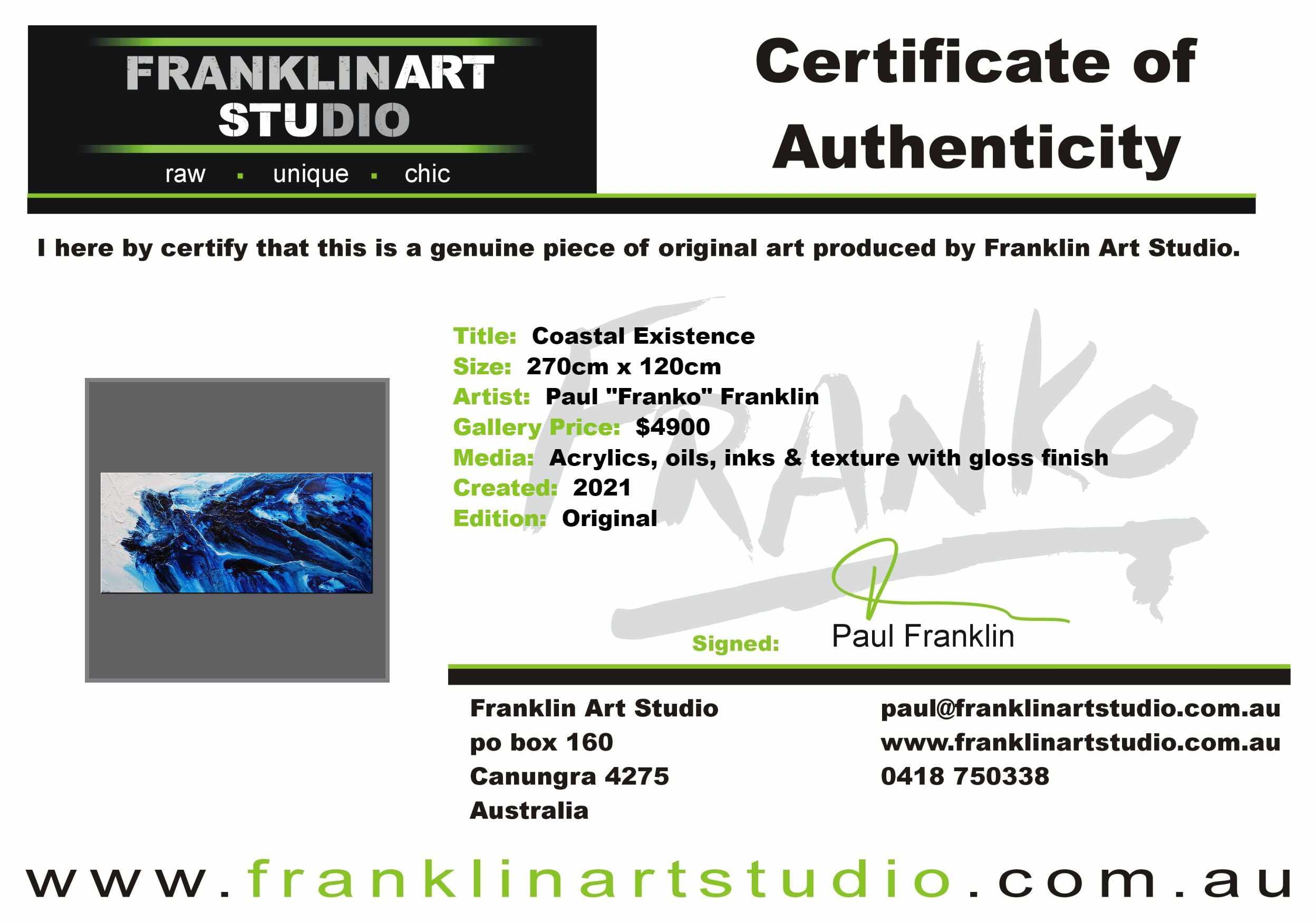 Coastal Existence 270cm x 120cm Blue White Textured Abstract Painting (SOLD)-Abstract-[Franko_Artist]-[The_Block]-[Dream_Homes]-[ideas]-[Grand_Designs]-[Art_Lover]-Franklin Art Studio