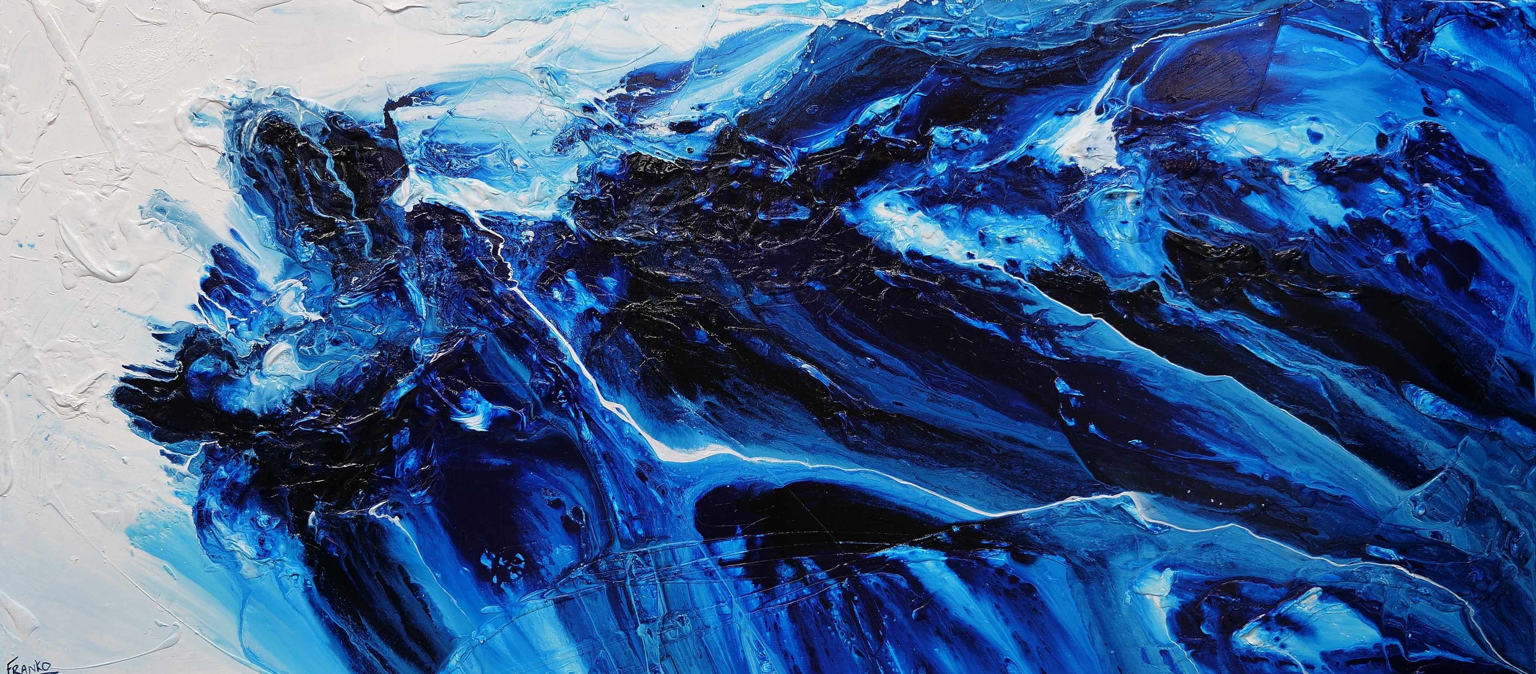Coastal Existence 270cm x 120cm Blue White Textured Abstract Painting (SOLD)-Abstract-[Franko_Artist]-[Australian_artist]-[Gold_Coast]-[Brisbane]-[modern]-[contemporary]-[original]-[Large_artwork]-Franklin Art Studio
