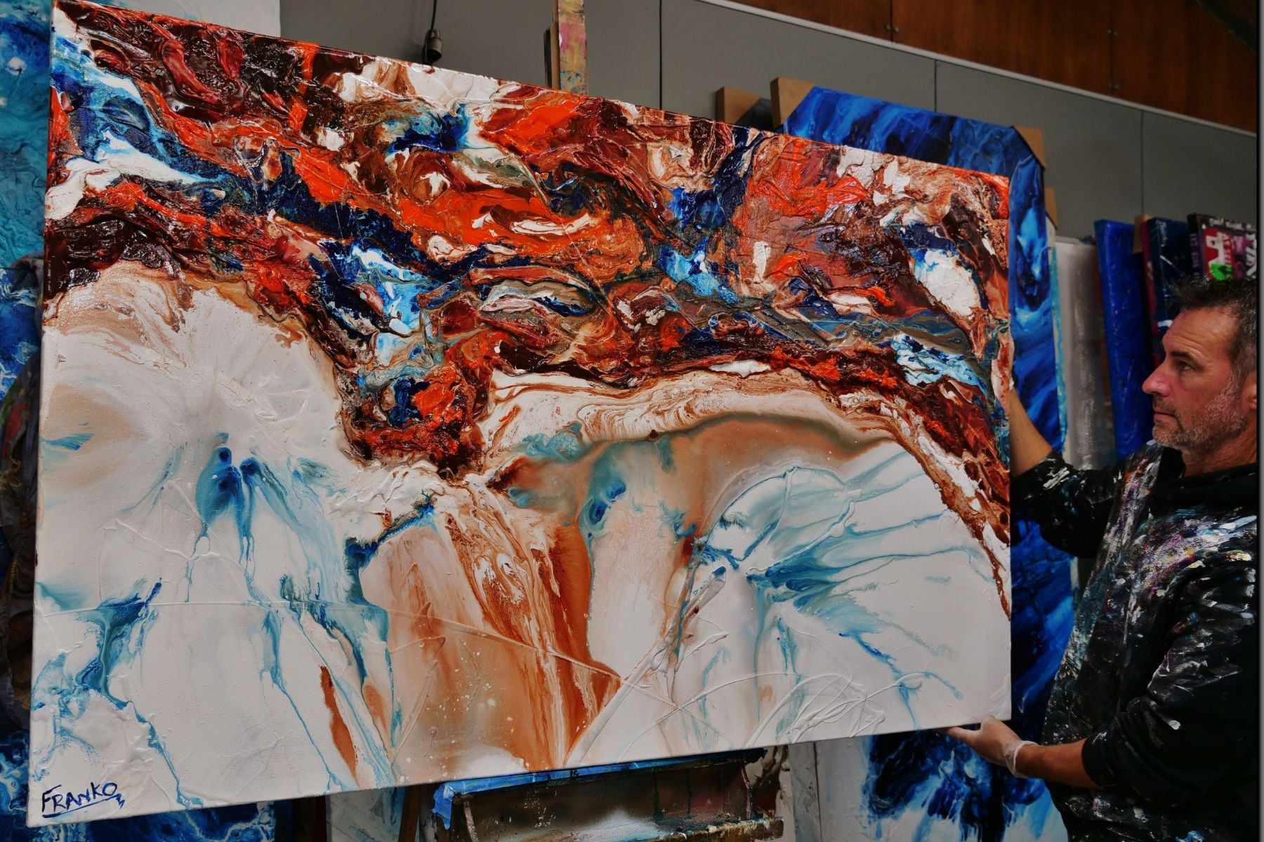 Coastal Fringe 160cm x 100cm White Oxide Textured Abstract Painting (SOLD)-Abstract-[Franko_Artist]-[The_Block]-[Dream_Homes]-[ideas]- [Grand_Designs]-Franklin Art Studio