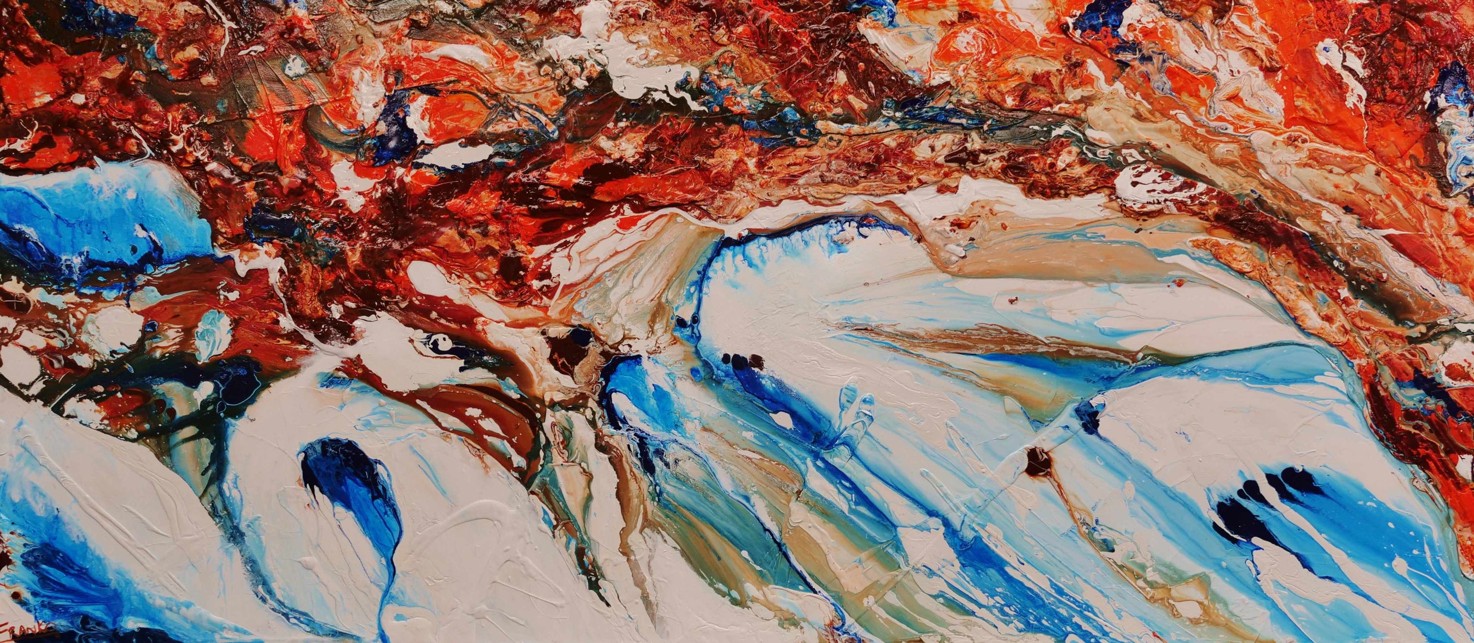 Coastal Infusion 270cm x 120cm Blue Oxide White Textured Abstract Painting-Abstract-[Franko_Artist]-[Australian_artist]-[Gold_Coast]-[Brisbane]-[modern]-[contemporary]-[original]-[Large_artwork]-Franklin Art Studio
