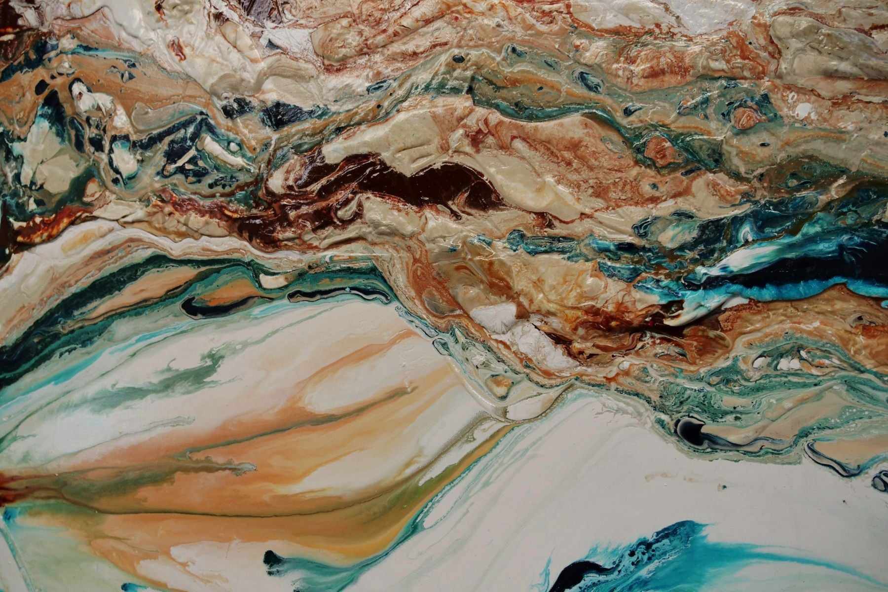 Coastal Rapture 270cm x 120cm Teal Oxide White Textured Abstract Painting (SOLD)