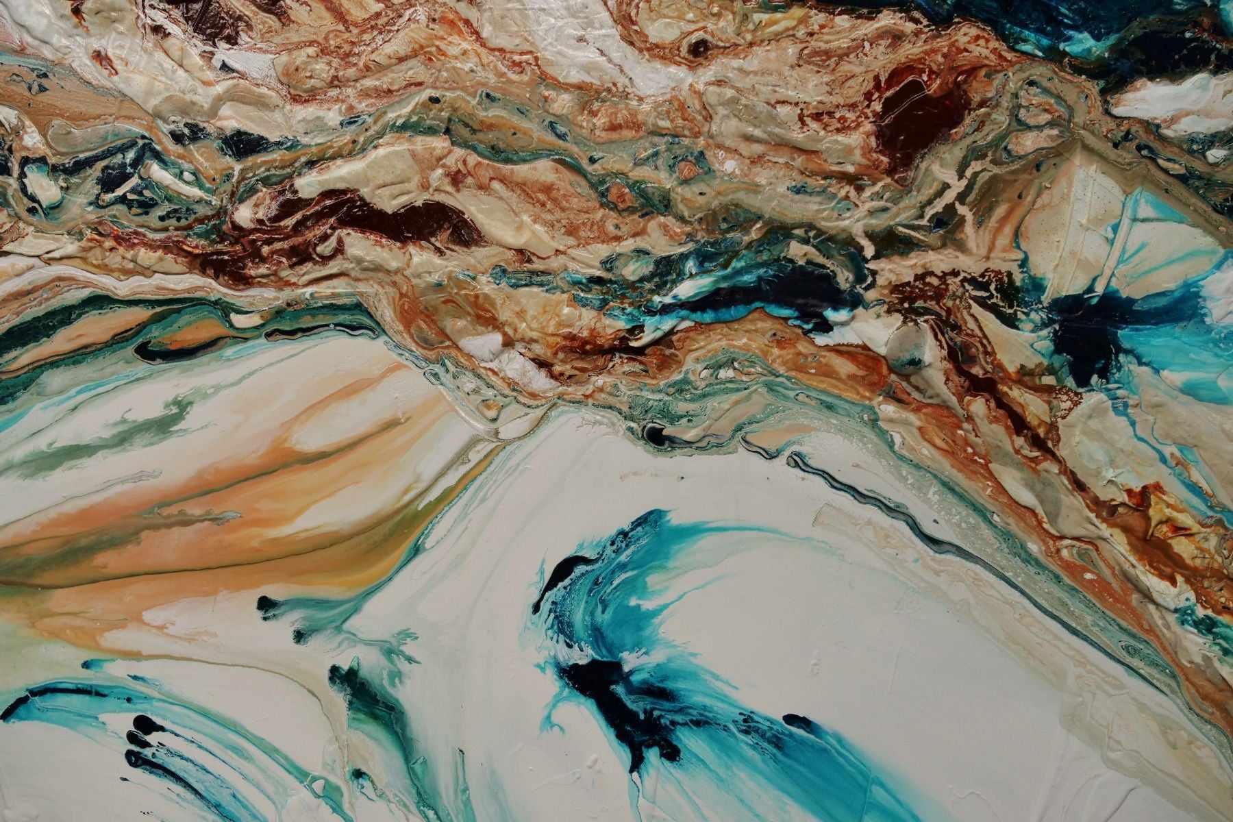 Coastal Rapture 270cm x 120cm Teal Oxide White Textured Abstract Painting (SOLD)-Abstract-[Franko]-[Artist]-[Australia]-[Painting]-Franklin Art Studio