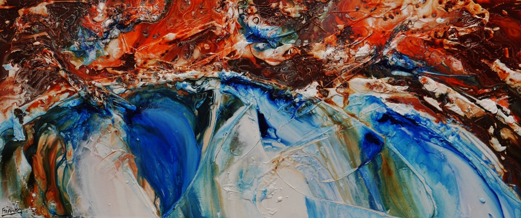 Coastal Resonance 240cm x 100cm White Blue Orange Abstract Painting (SOLD)-abstract-[Franko_Artist]-[Australian_artist]-[Gold_Coast]-[Brisbane]-[modern]-[contemporary]-[original]-[Large_artwork]-Franklin Art Studio