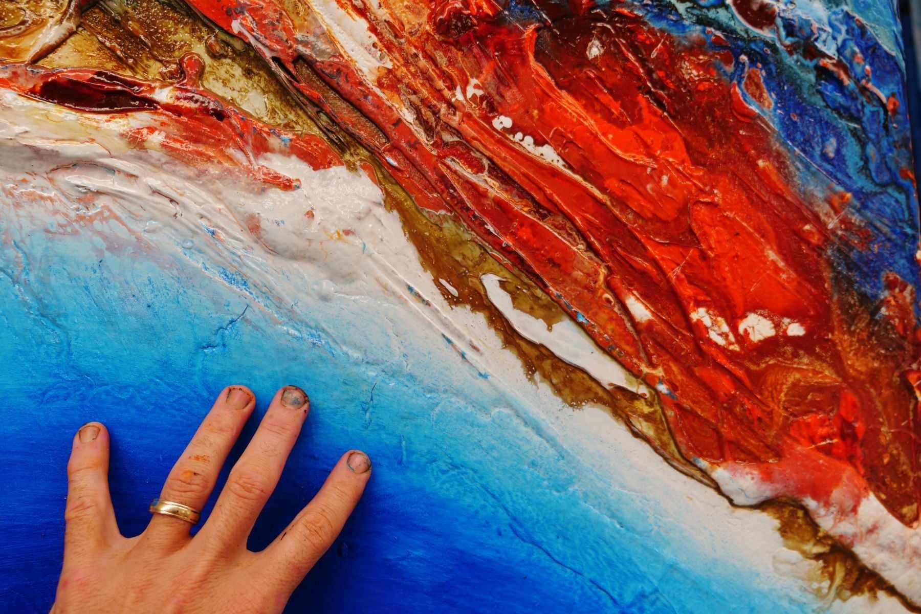 Coastal Silk 120cm x 150cm Blue Orange Textured Abstract Painting (sold Glenn) (SOLD)-Abstract-[Franko]-[Artist]-[Australia]-[Painting]-Franklin Art Studio