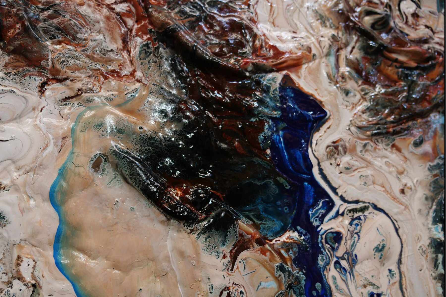 Coastal Umber 150cm x 150cm Blue Umber White Textured Abstract Painting (SOLD)