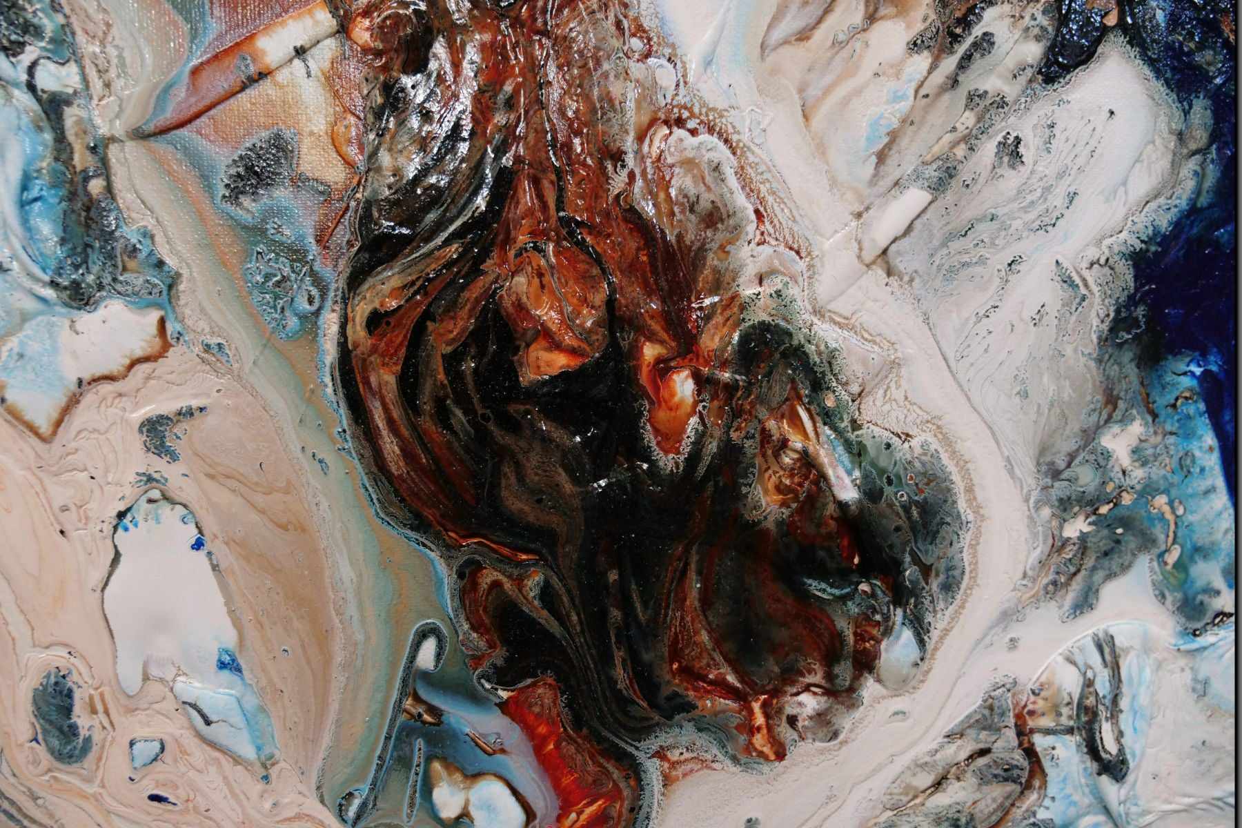 Coastal Umber 150cm x 150cm Blue Umber White Textured Abstract Painting (SOLD)-Abstract-[Franko]-[Artist]-[Australia]-[Painting]-Franklin Art Studio