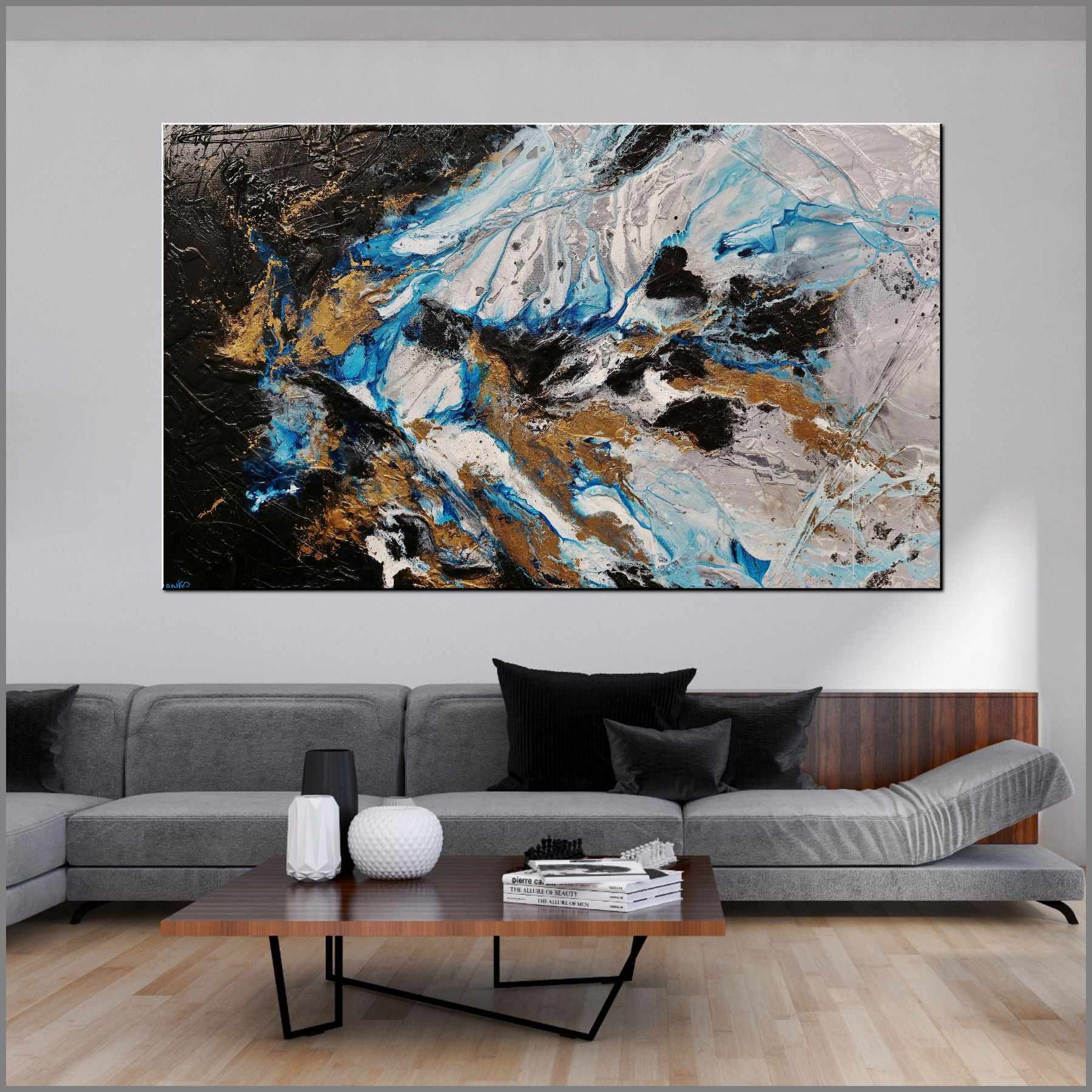 Cobalt Barracuda 250cm x 150cm Blue White Textured Abstract Painting (SOLD)-Abstract-[Franko_Artist]-[Australian_artist]-[Gold_Coast]-[Brisbane]-[modern]-[contemporary]-[original]-[Large_artwork]-[The_Block]-[Dream_Homes]-[ideas]-[Grand_Designs]-[Art_Lover]-Franklin Art Studio