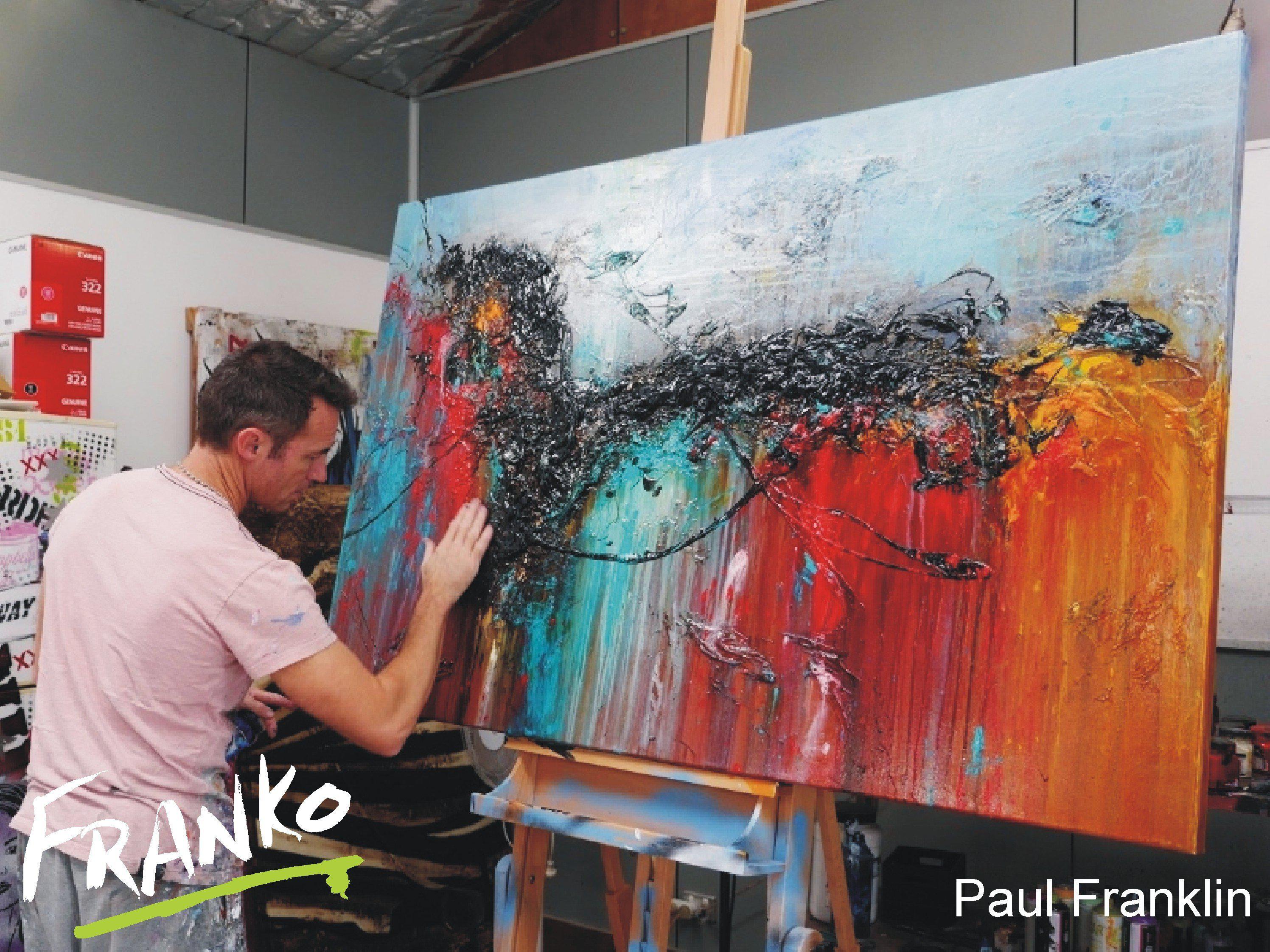 Cobalt Dash 160cm x 100cm Teal Red Abstract Painting (SOLD)-abstract-[Franko_Artist]-[The_Block]-[Dream_Homes]-[ideas]- [Grand_Designs]-Franklin Art Studio