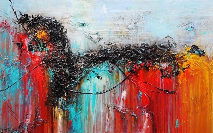Cobalt Dash 160cm x 100cm Teal Red Abstract Painting (SOLD)-abstract-[Franko_Artist]-[Australian_artist]-[Gold_Coast]-[Brisbane]-[modern]-[contemporary]-[original]-[Large_artwork]-Franklin Art Studio