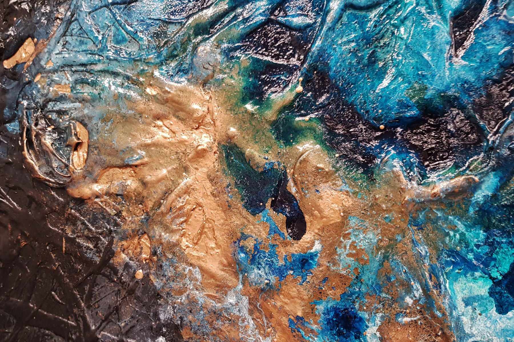 Cobalt Marble 270cm x 120cm Black Blue White Textured Abstract Painting (SOLD)-Abstract-[Franko_Artist]-[The_Block]-[Dream_Homes]-[ideas]-[Grand_Designs]-[Art_Lover]-Franklin Art Studio