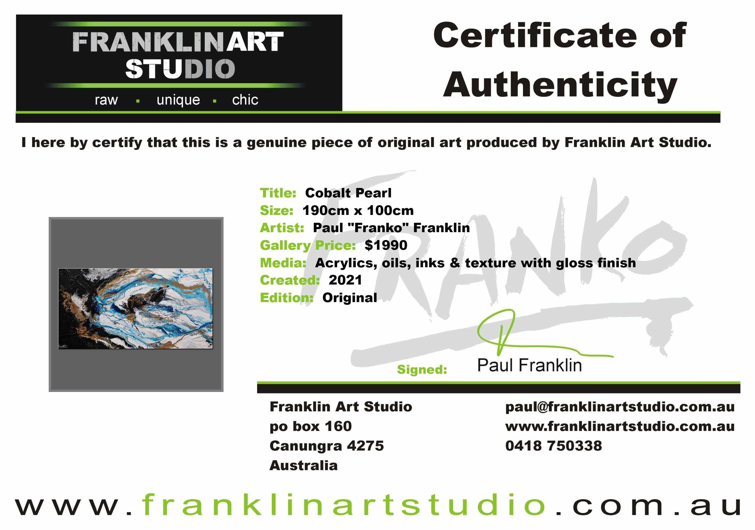 Cobalt Pearl 190cm x 100cm Blue Black Textured Abstract Painting (SOLD)-Abstract-[Franko_Artist]-[The_Block]-[Dream_Homes]-[ideas]-[Grand_Designs]-[Art_Lover]-Franklin Art Studio