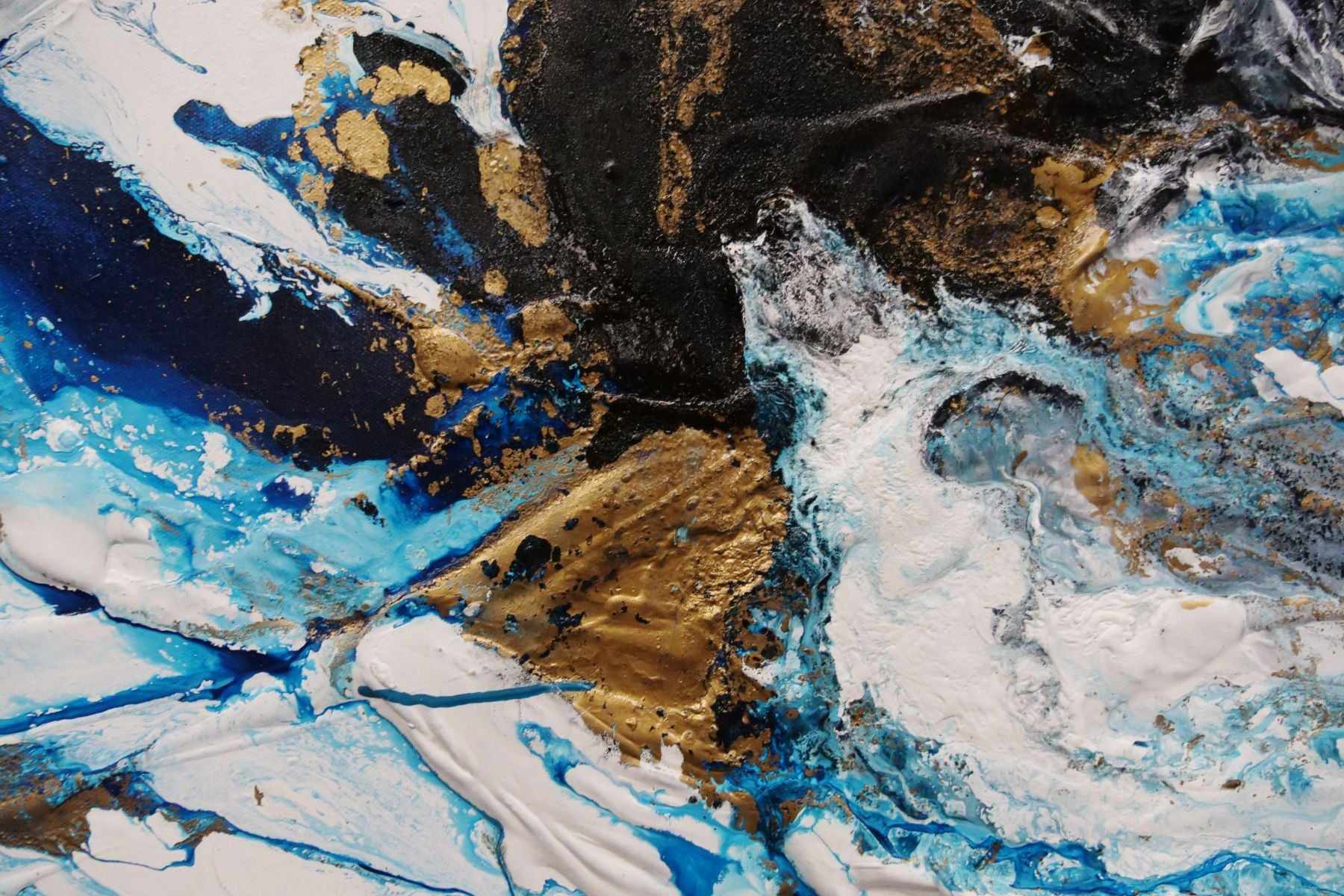 Cobalt Pearl 190cm x 100cm Blue Black Textured Abstract Painting (SOLD)