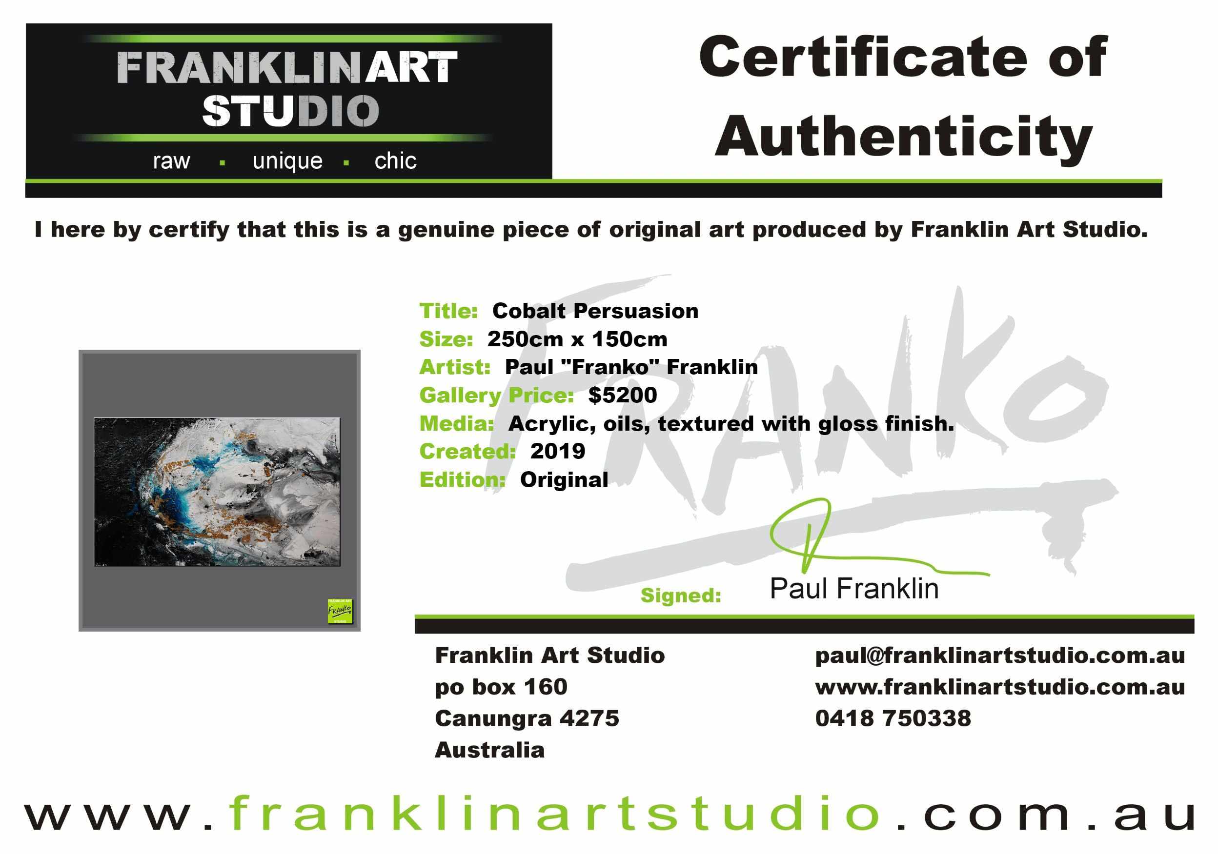 Cobalt Persuasion 250cm x 150cm Black Grey Cobalt Textured Abstract Painting (SOLD)-Abstract-[Franko_Artist]-[The_Block]-[Dream_Homes]-[ideas]-[Grand_Designs]-[Art_Lover]-Franklin Art Studio