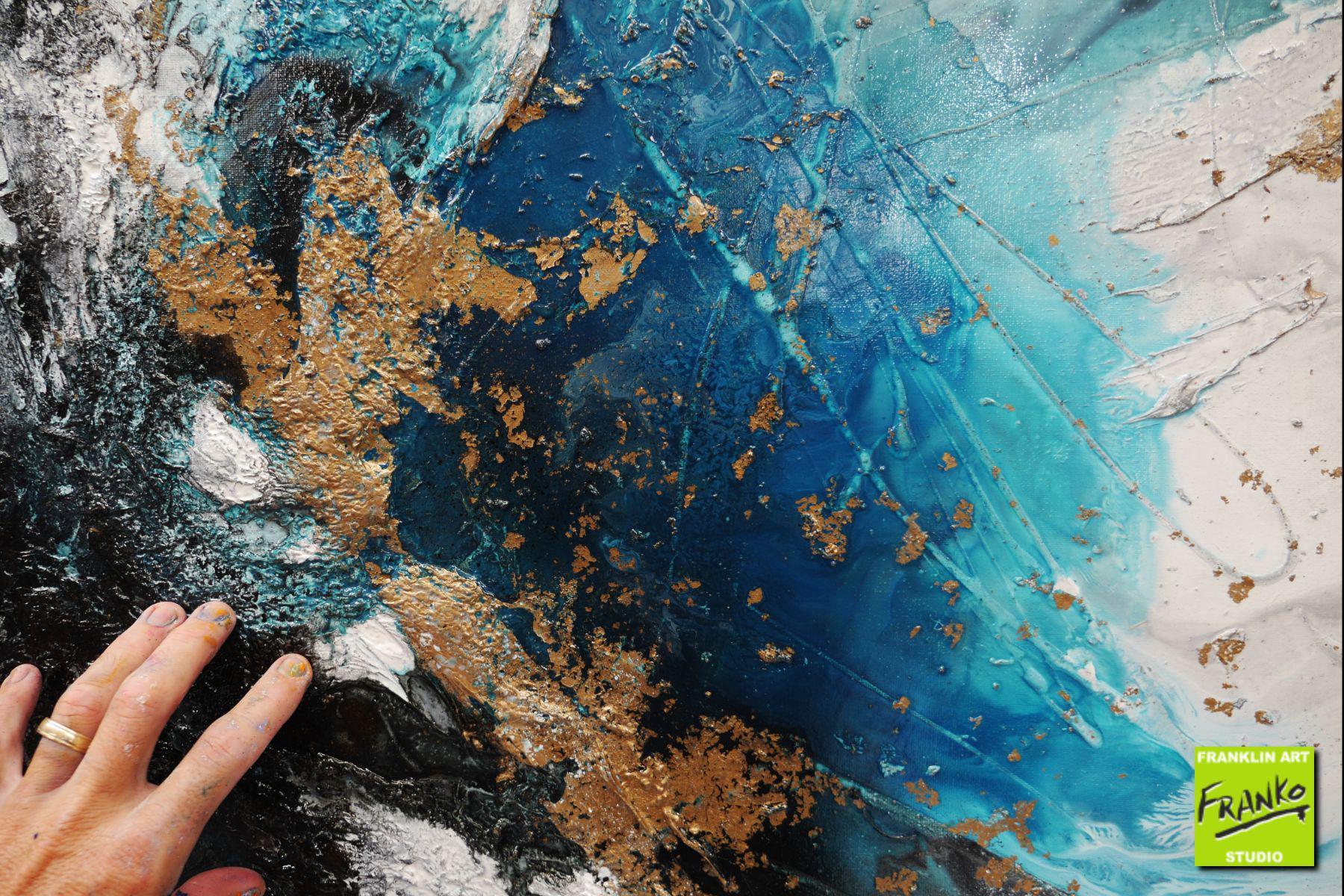 Cobalt Persuasion 250cm x 150cm Black Grey Cobalt Textured Abstract Painting (SOLD)