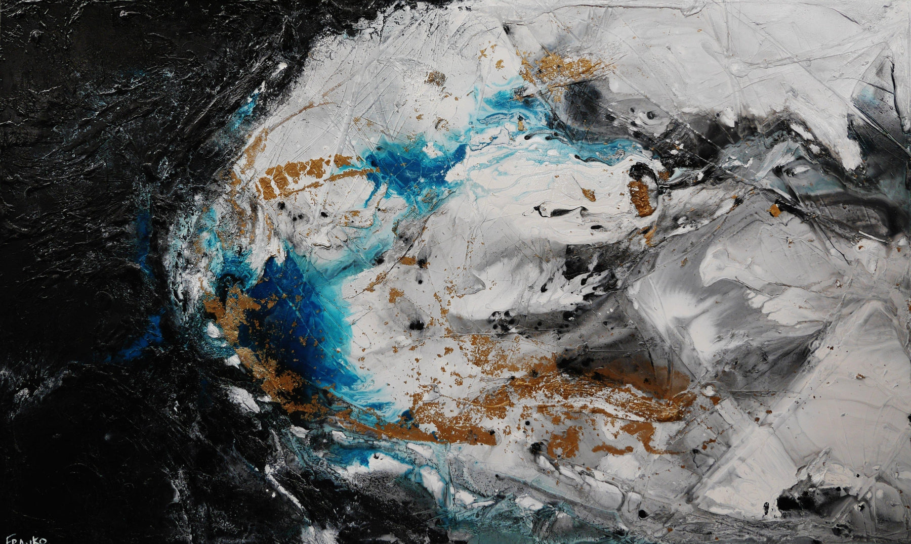 Cobalt Persuasion 250cm x 150cm Black Grey Cobalt Textured Abstract Painting (SOLD)-Abstract-[Franko_Artist]-[Australian_artist]-[Gold_Coast]-[Brisbane]-[modern]-[contemporary]-[original]-[Large_artwork]-Franklin Art Studio
