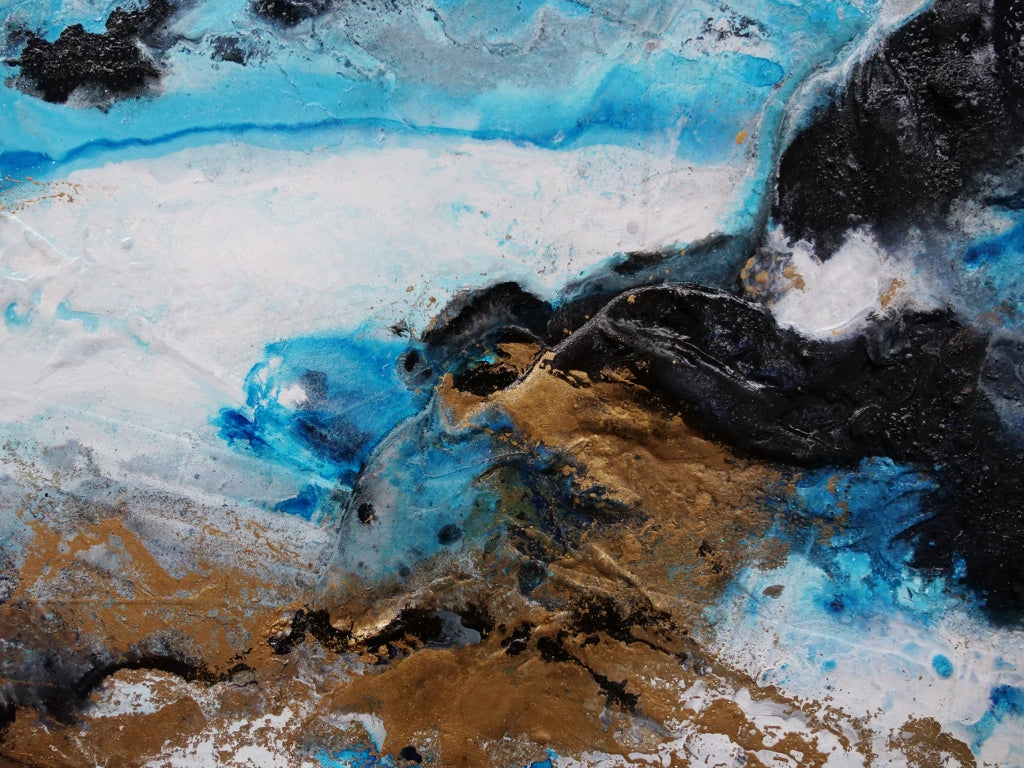 Cobalt Sass 270cm x 120cm Blue Black Textured Abstract Painting (SOLD)