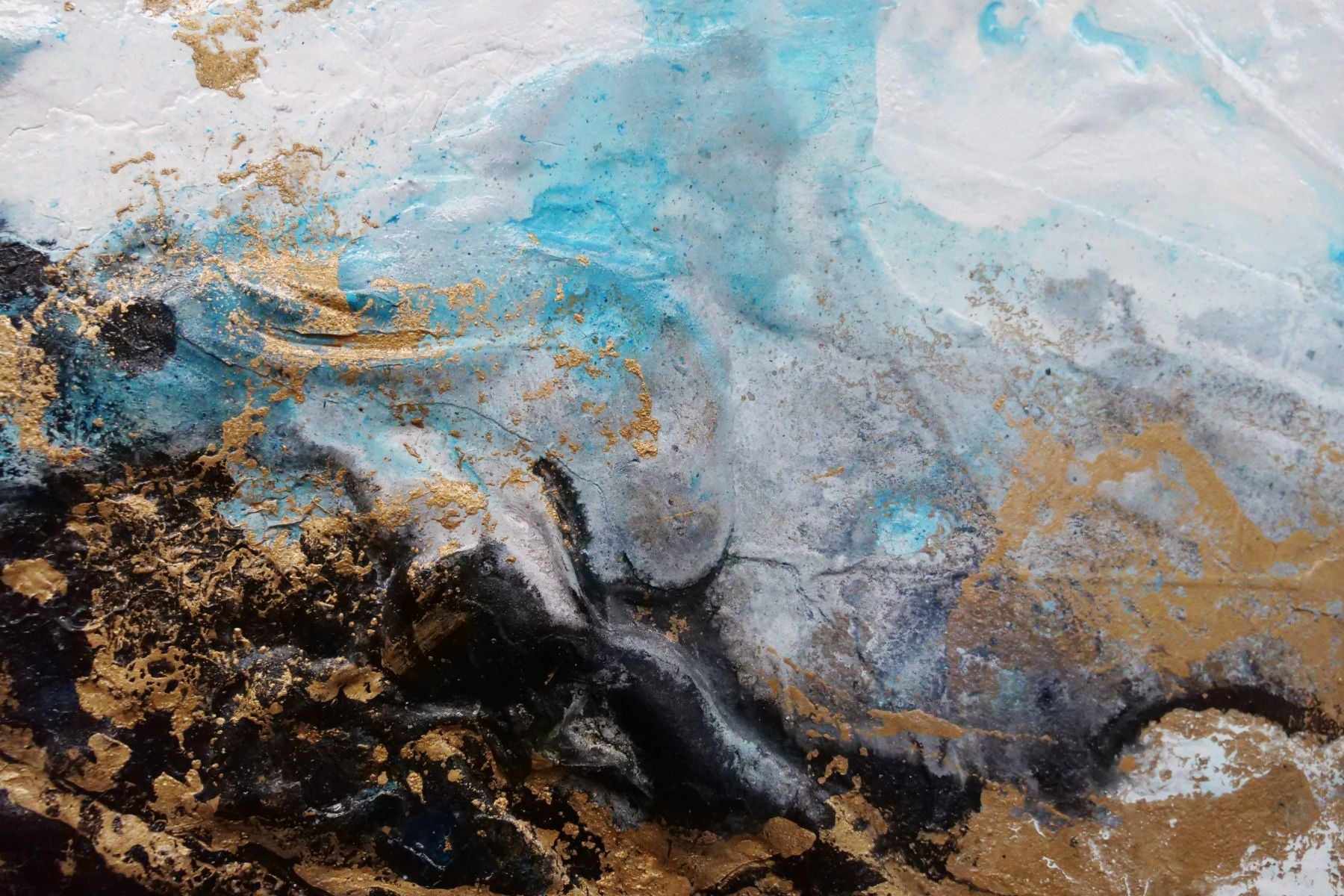 Cobalt Sass 270cm x 120cm Blue Black Textured Abstract Painting (SOLD)