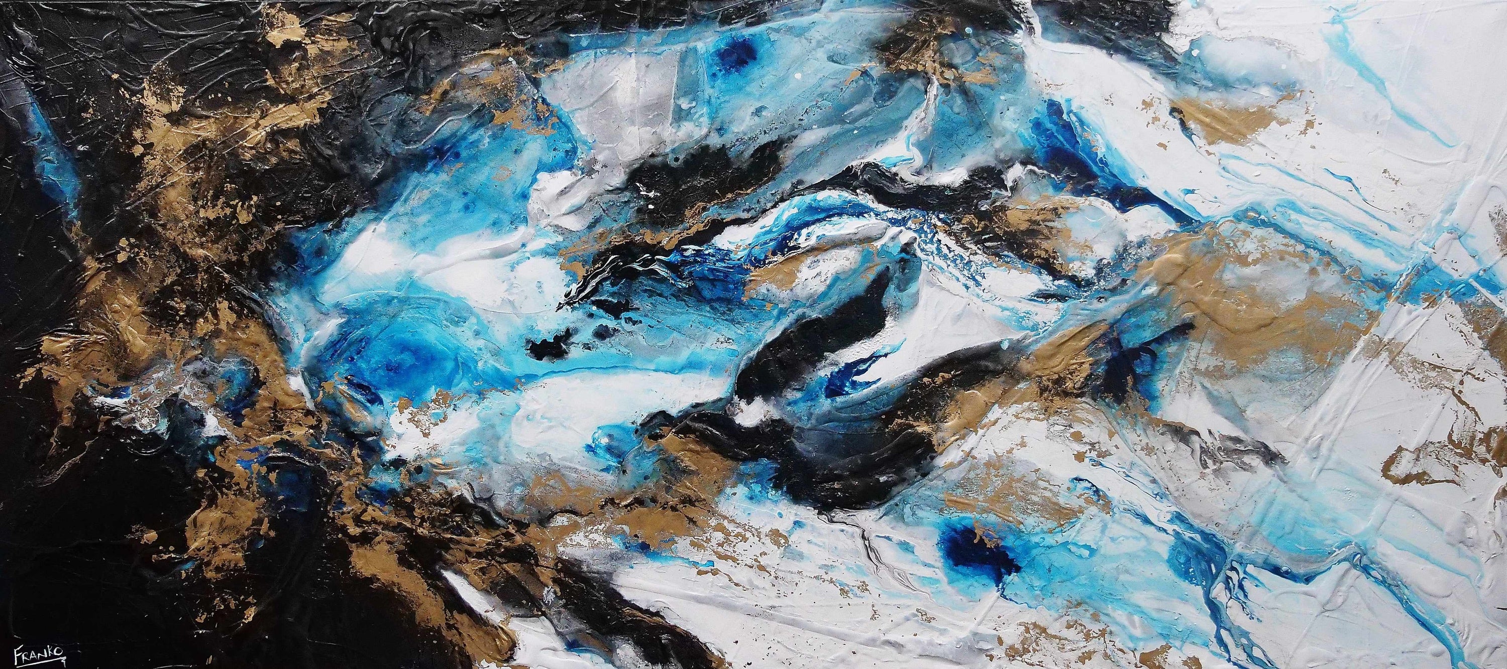 Cobalt Sass 270cm x 120cm Blue Black Textured Abstract Painting (SOLD)-Abstract-[Franko_Artist]-[Australian_artist]-[Gold_Coast]-[Brisbane]-[modern]-[contemporary]-[original]-[Large_artwork]-Franklin Art Studio