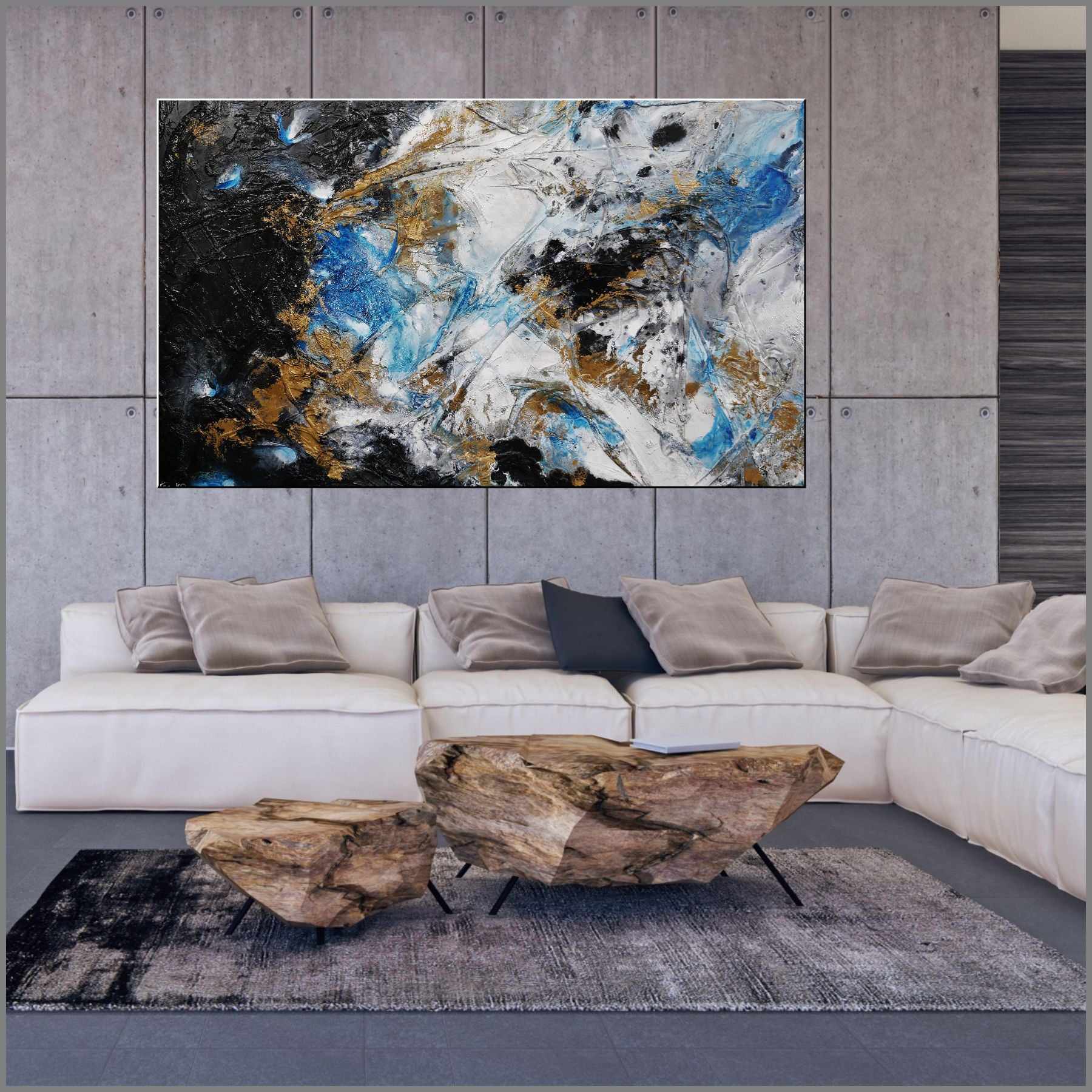 Cobalt Sunrise 250cm x 150cm Blue Black Textured Abstract Painting (SOLD)-Abstract-[Franko_Artist]-[Australian_artist]-[Gold_Coast]-[Brisbane]-[modern]-[contemporary]-[original]-[Large_artwork]-[The_Block]-[Dream_Homes]-[ideas]-[Grand_Designs]-[Art_Lover]-Franklin Art Studio
