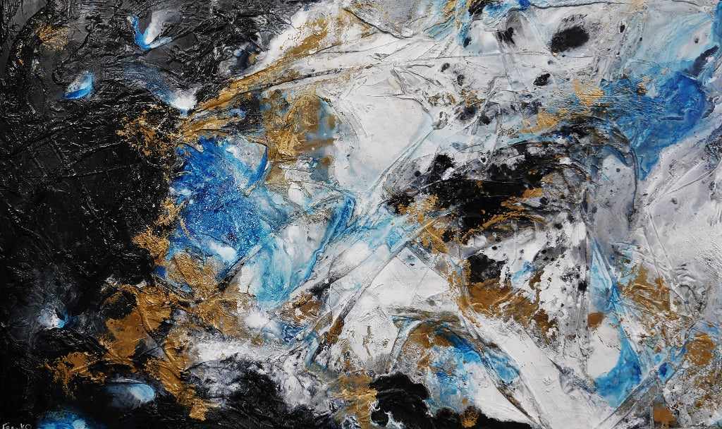 Cobalt Sunrise 250cm x 150cm Blue Black Textured Abstract Painting (SOLD)-Abstract-[Franko_Artist]-[Australian_artist]-[Gold_Coast]-[Brisbane]-[modern]-[contemporary]-[original]-[Large_artwork]-Franklin Art Studio