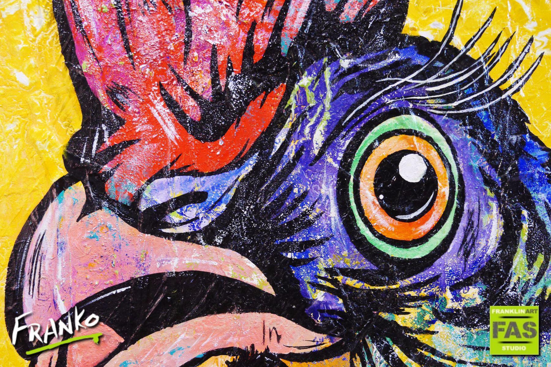 Cock On Yellow 140cm x 100cm Rooster Pop Art Painting (SOLD)