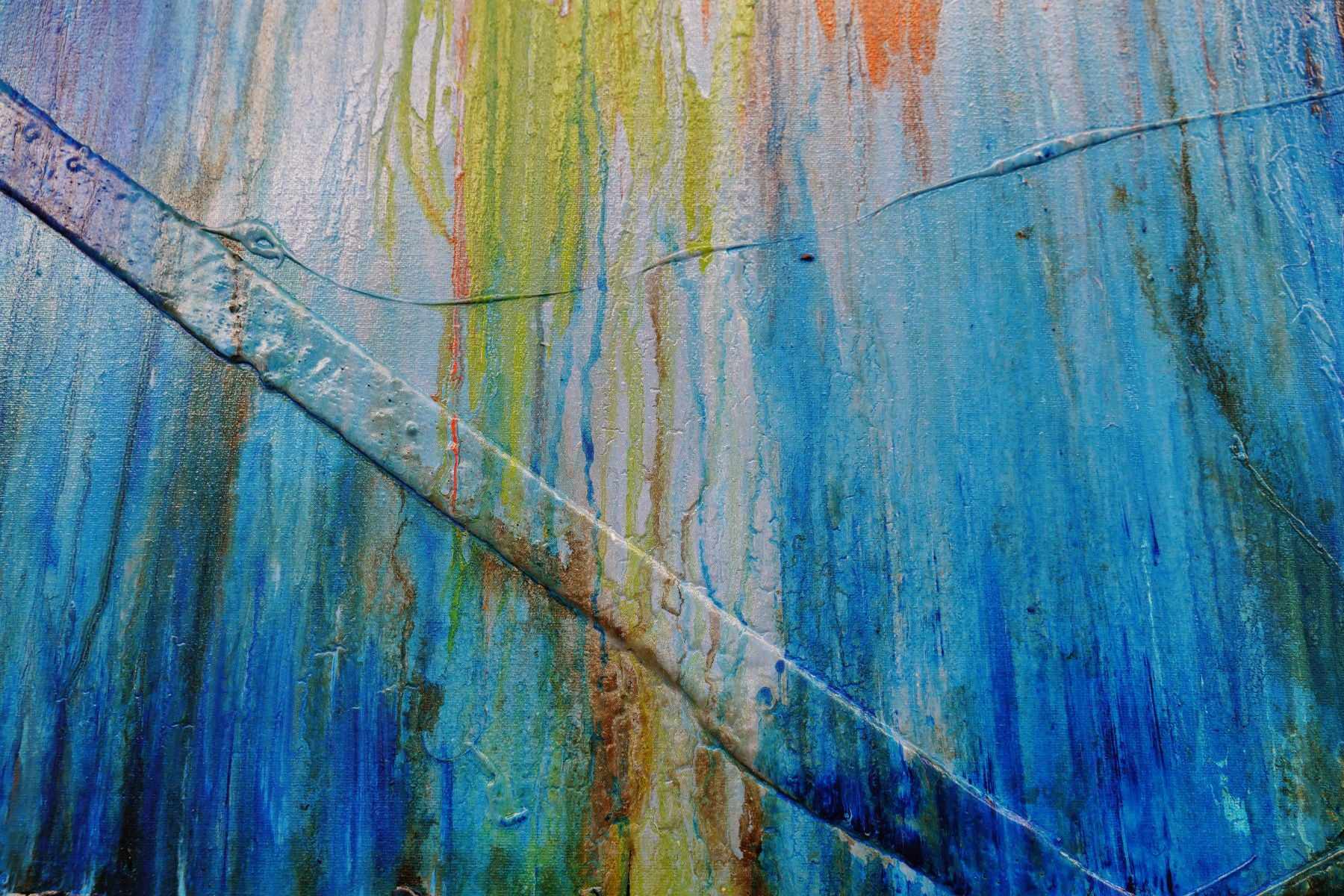 Cocktails At Sunset 240cm x 100cm Orange Blue Textured Abstract Painting (SOLD)