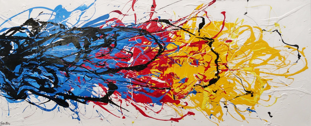 Colour Crash 240cm x 100cm Colourful Textured Abstract Painting (SOLD)-Abstract-[Franko_Artist]-[Australian_artist]-[Gold_Coast]-[Brisbane]-[modern]-[contemporary]-[original]-[Large_artwork]-Franklin Art Studio
