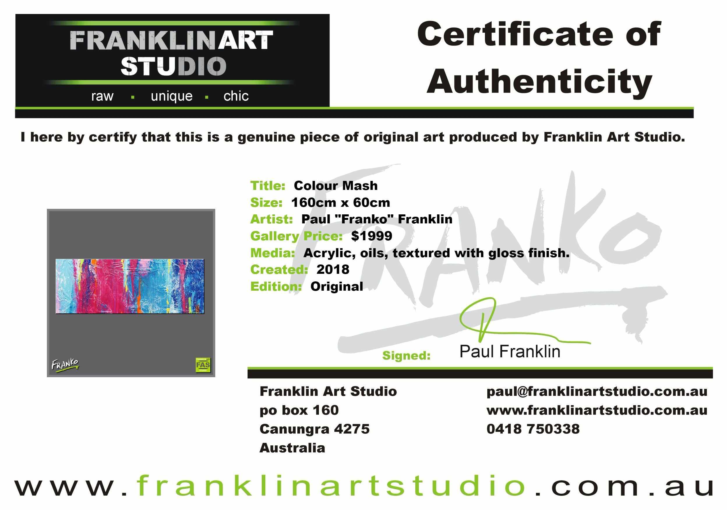 Colour Mash 160cm x 60cm Colourful Abstract Painting (SOLD)-Abstract-[Franko_Artist]-[The_Block]-[Dream_Homes]-[ideas]-[Grand_Designs]-[Art_Lover]-Franklin Art Studio