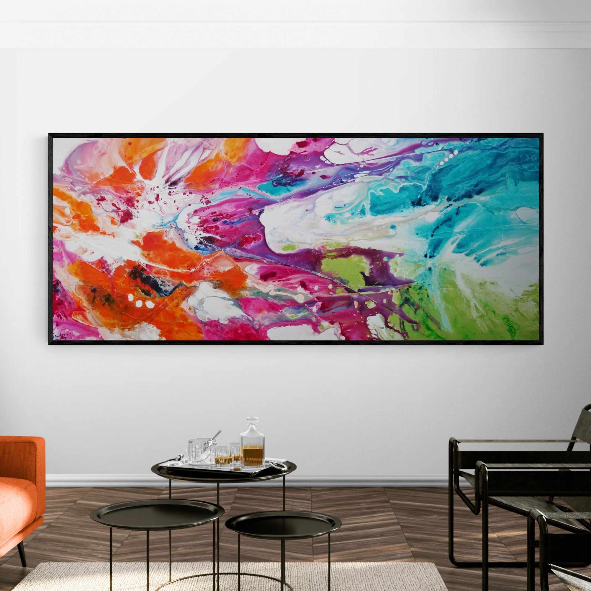 Colour Melt 240cm x 100cm Colourful Textured Abstract Painting (SOLD)-Abstract-[Franko_Artist]-[The_Block]-[Dream_Homes]-[ideas]- [Grand_Designs]-Franklin Art Studio