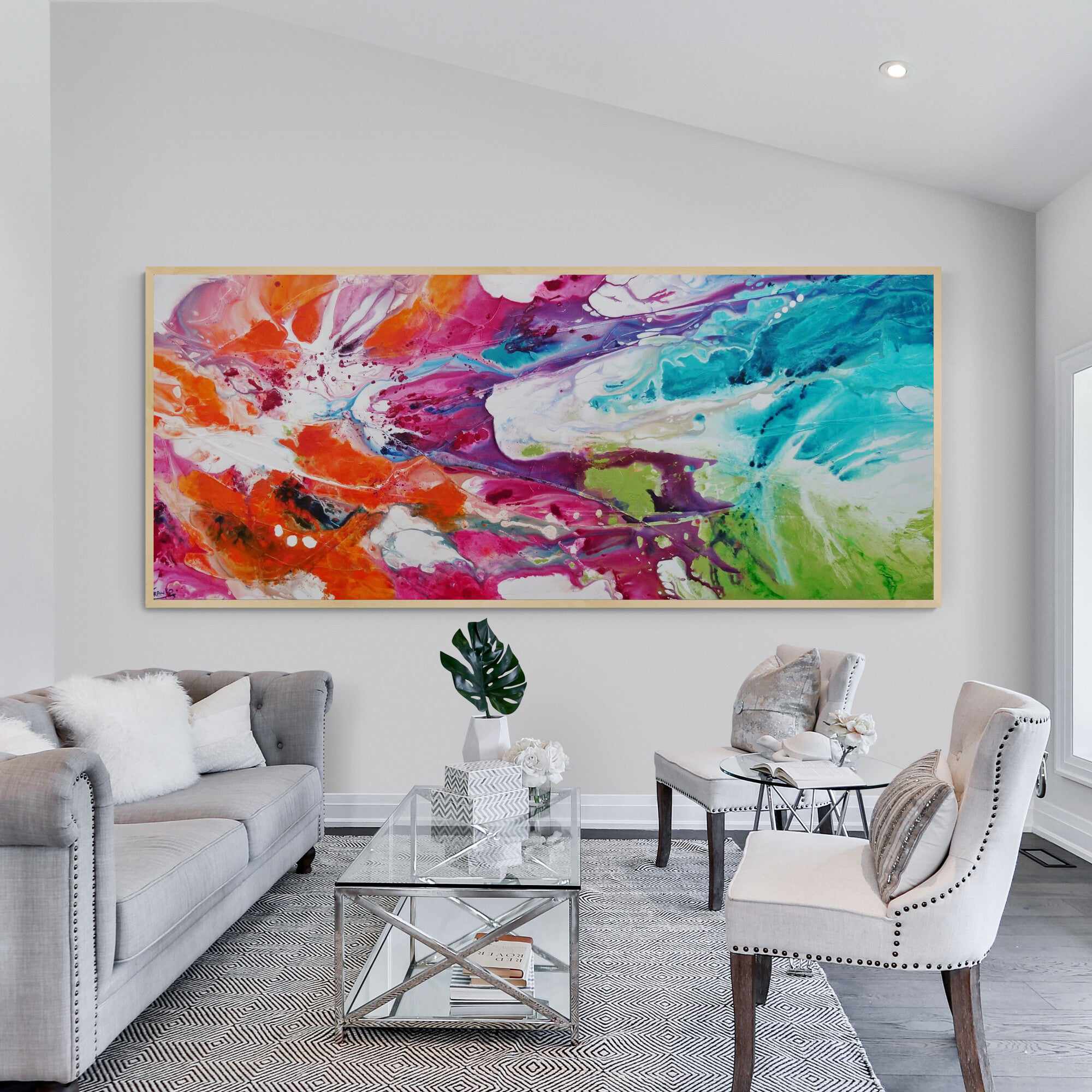 Colour Melt 240cm x 100cm Colourful Textured Abstract Painting (SOLD)-Abstract-[Franko_Artist]-[Australian_artist]-[Gold_Coast]-[Brisbane]-[modern]-[contemporary]-[original]-[Large_artwork]-[The_Block]-[Dream_Homes]-[ideas]-[Grand_Designs]-[Art_Lover]-Franklin Art Studio