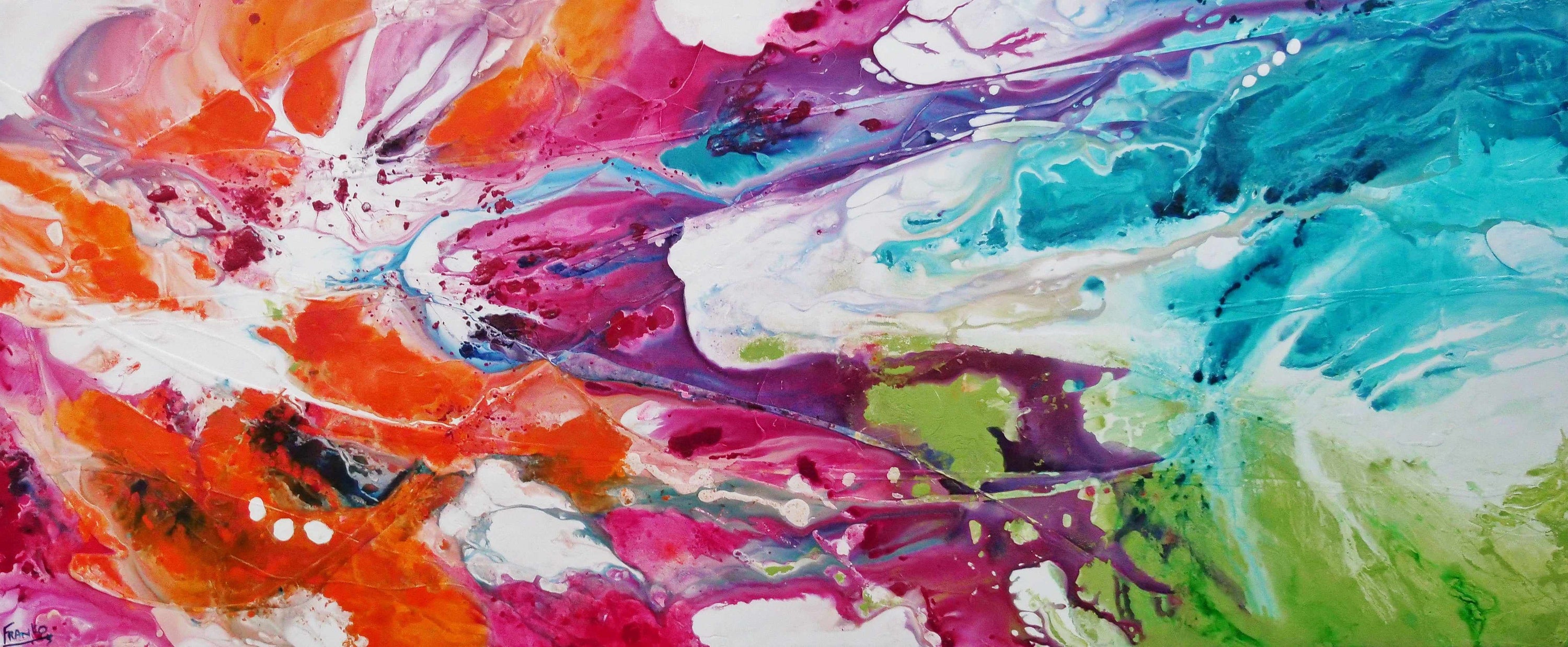 Colour Melt 240cm x 100cm Colourful Textured Abstract Painting (SOLD)-Abstract-[Franko_Artist]-[Australian_artist]-[Gold_Coast]-[Brisbane]-[modern]-[contemporary]-[original]-[Large_artwork]-Franklin Art Studio