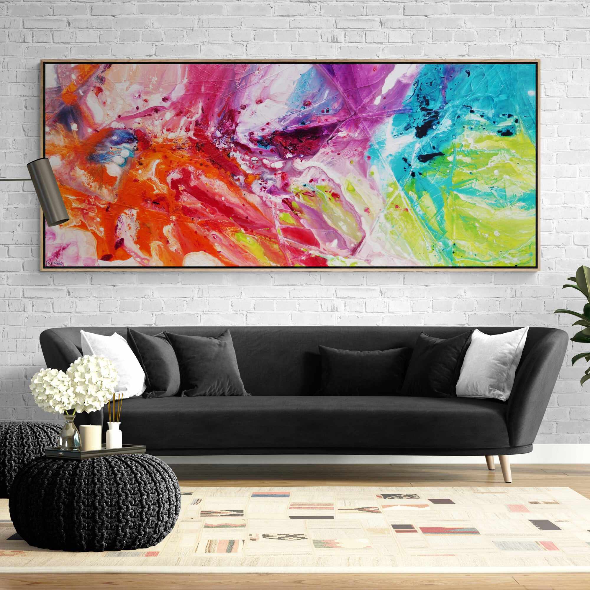 Colour Potion 240cm x 100cm Colourful Textured Abstract Painting (SOLD)-Abstract-[Franko_Artist]-[The_Block]-[Dream_Homes]-[ideas]- [Grand_Designs]-Franklin Art Studio