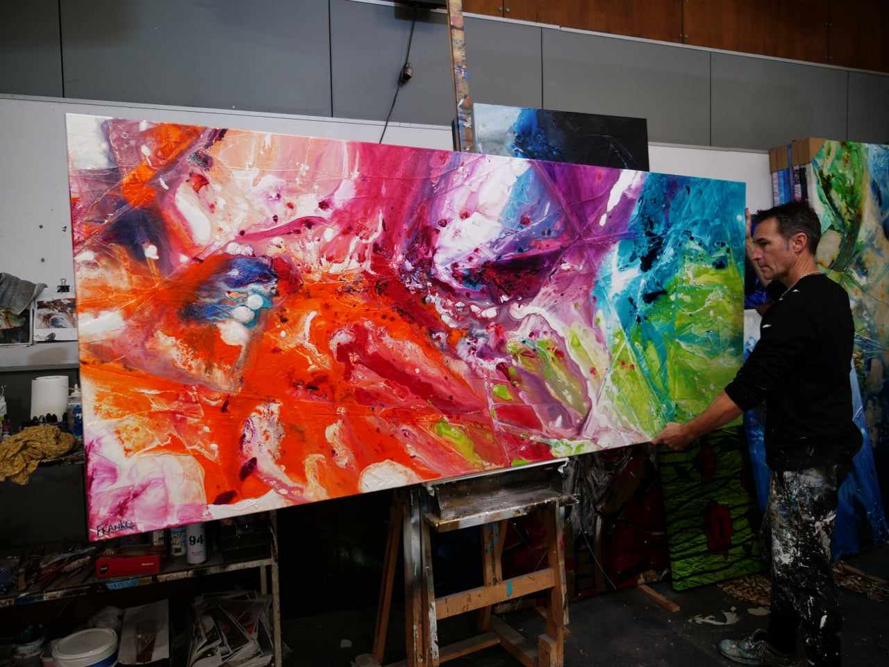 Colour Potion 240cm x 100cm Colourful Textured Abstract Painting (SOLD)-Abstract-[Franko_Artist]-[The_Block]-[Dream_Homes]-[ideas]-[Grand_Designs]-[Art_Lover]-Franklin Art Studio