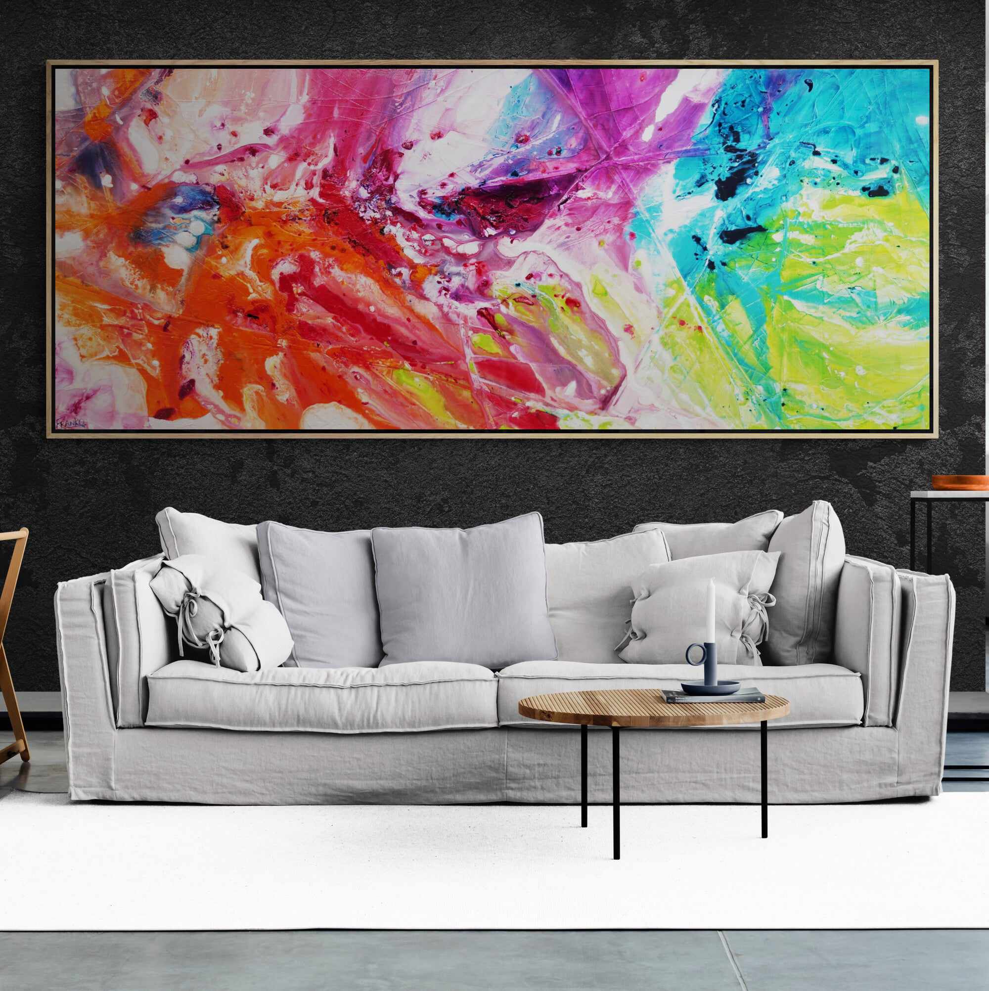 Colour Potion 240cm x 100cm Colourful Textured Abstract Painting (SOLD)-Abstract-[Franko_Artist]-[Australian_artist]-[Gold_Coast]-[Brisbane]-[modern]-[contemporary]-[original]-[Large_artwork]-[The_Block]-[Dream_Homes]-[ideas]-[Grand_Designs]-[Art_Lover]-Franklin Art Studio