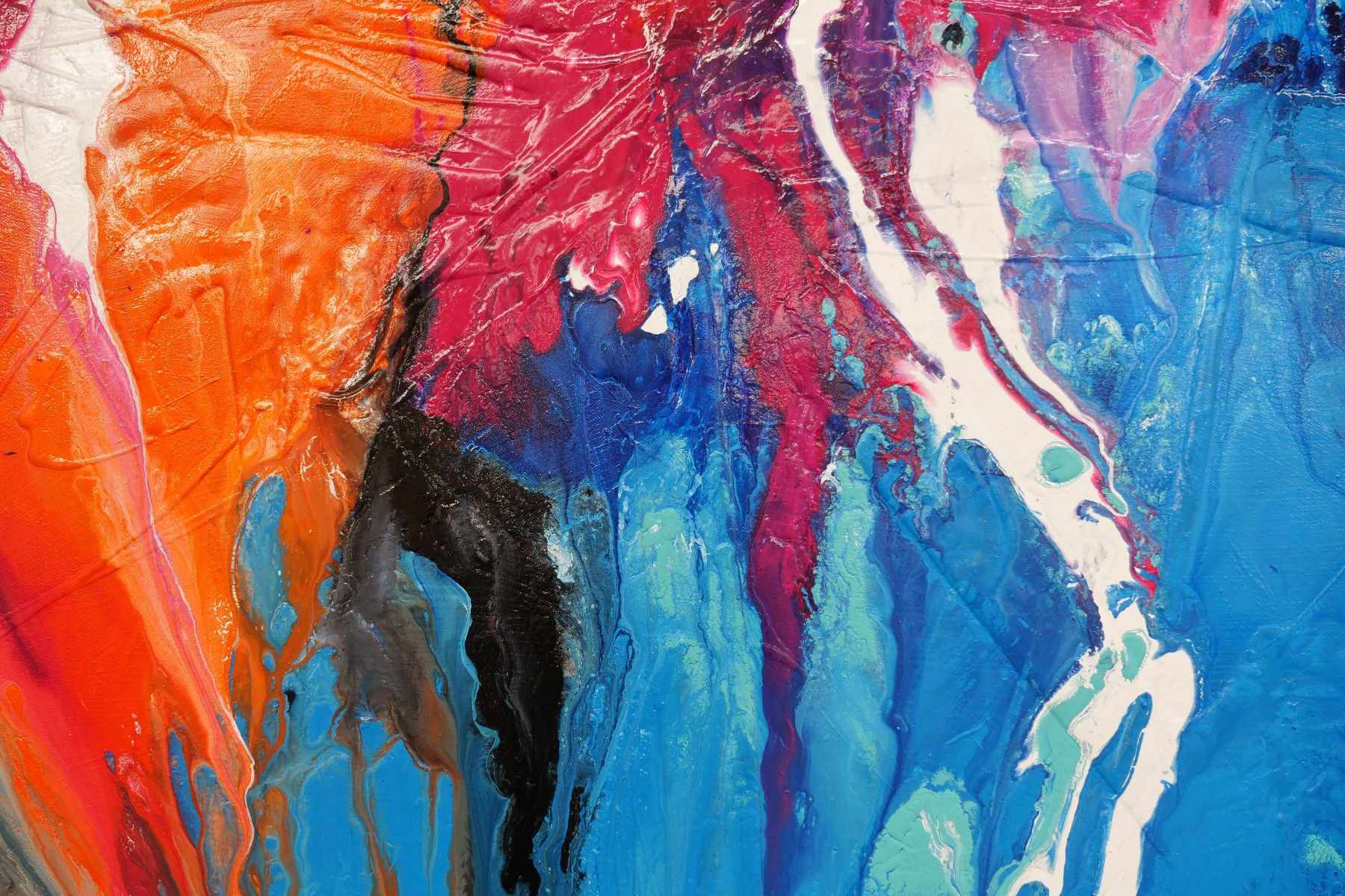 Coloured Mechanics 200cm x 80cm Colourful Textured Abstract Painting (SOLD)