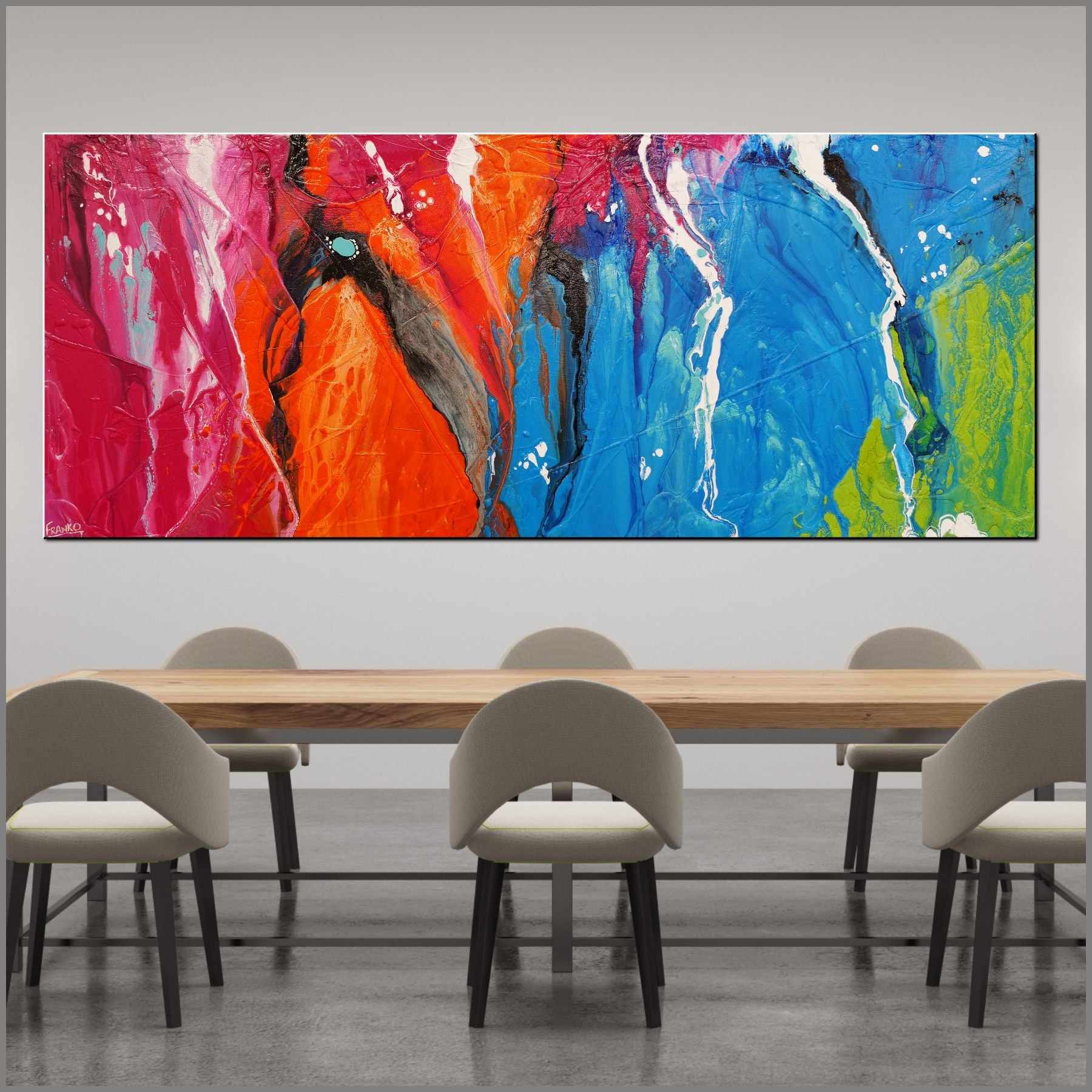 Coloured Mechanics 200cm x 80cm Colourful Textured Abstract Painting (SOLD)-Abstract-[Franko_Artist]-[Australian_artist]-[Gold_Coast]-[Brisbane]-[modern]-[contemporary]-[original]-[Large_artwork]-[The_Block]-[Dream_Homes]-[ideas]-[Grand_Designs]-[Art_Lover]-Franklin Art Studio