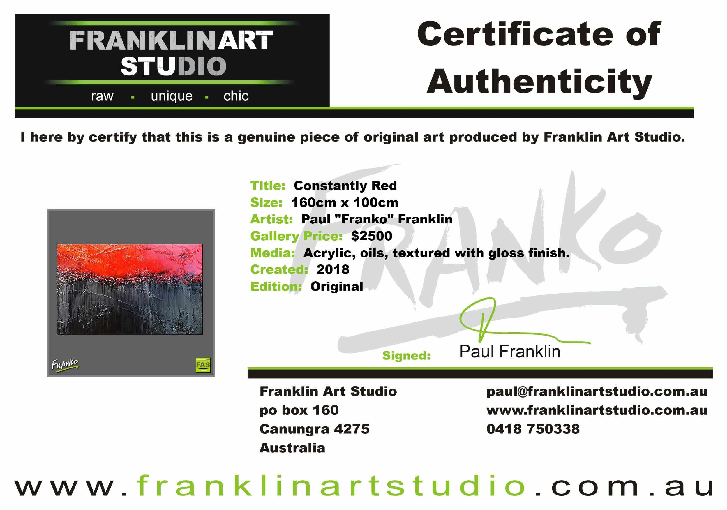 Constantly Red 160cm x 100cm Red Black Textured Abstract Painting (SOLD)-Abstract-[Franko_Artist]-[The_Block]-[Dream_Homes]-[ideas]-[Grand_Designs]-[Art_Lover]-Franklin Art Studio