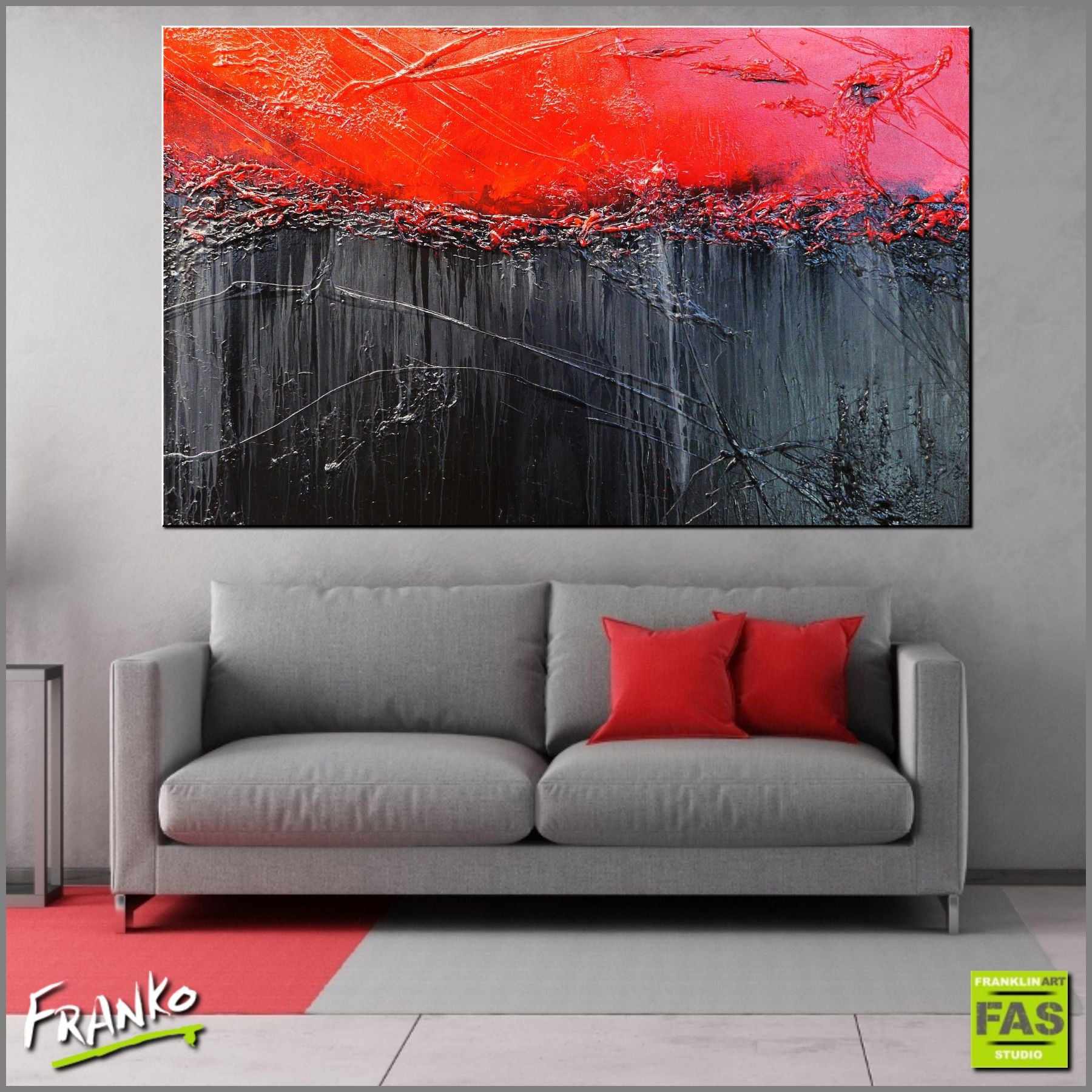 Constantly Red 160cm x 100cm Red Black Textured Abstract Painting (SOLD)-Abstract-[Franko_Artist]-[Australian_artist]-[Gold_Coast]-[Brisbane]-[modern]-[contemporary]-[original]-[Large_artwork]-[The_Block]-[Dream_Homes]-[ideas]-[Grand_Designs]-[Art_Lover]-Franklin Art Studio