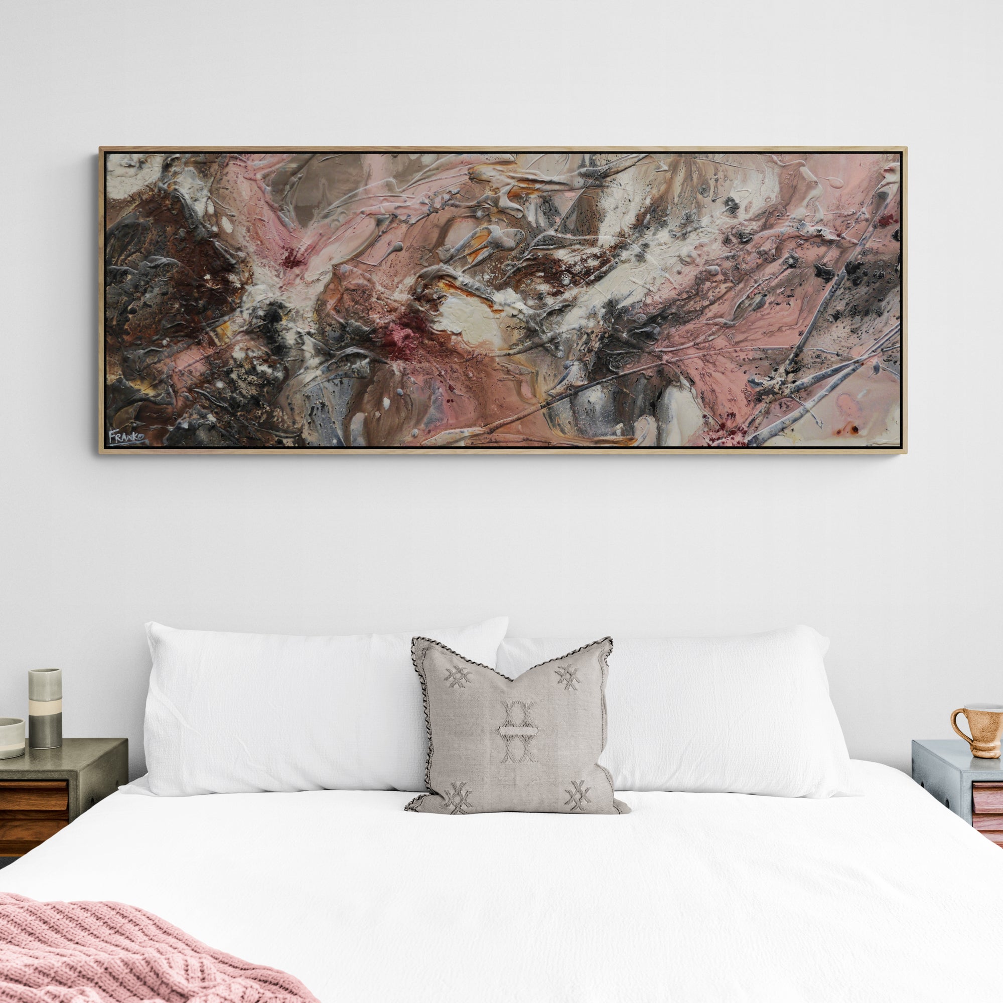 Musk 160cm x 60cm Grey Musk Rusts Textured Abstract Painting (SOLD)-Abstract-[Franko_Artist]-[The_Block]-[Dream_Homes]-[ideas]-[Grand_Designs]-[Art_Lover]-Franklin Art Studio