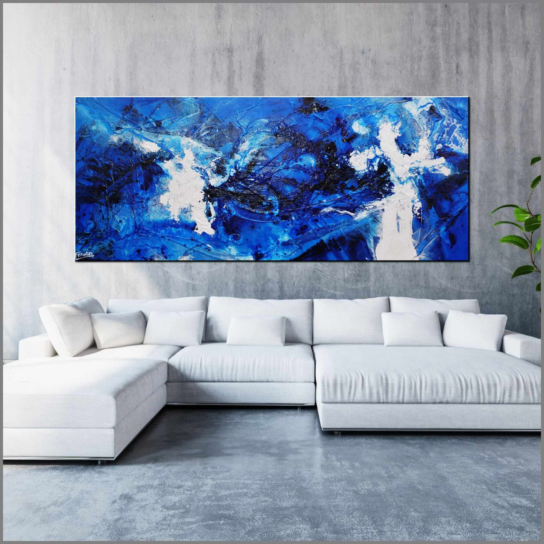 Cracker Jack Blue 240cm x 100cm Blue White Textured Abstract Painting (SOLD)-Abstract-[Franko_Artist]-[Australian_artist]-[Gold_Coast]-[Brisbane]-[modern]-[contemporary]-[original]-[Large_artwork]-[The_Block]-[Dream_Homes]-[ideas]-[Grand_Designs]-[Art_Lover]-Franklin Art Studio