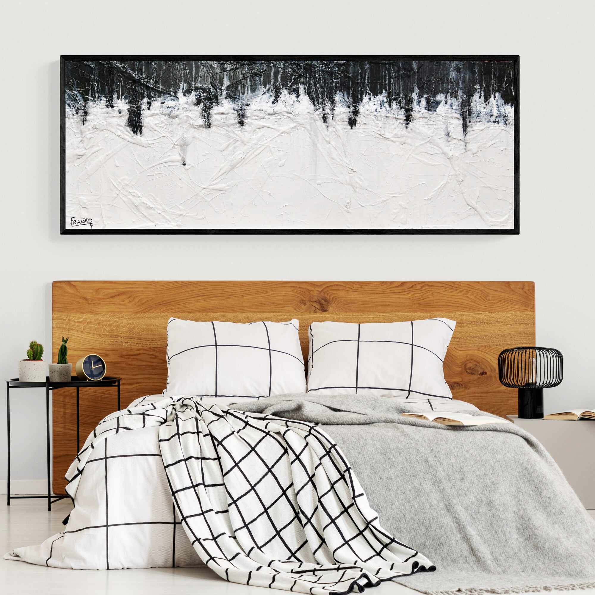 Crackling Jellyfish 160cm x 60cm Black White Textured Abstract Painting (SOLD)-Abstract-[Franko_Artist]-[Australian_artist]-[Gold_Coast]-[Brisbane]-[modern]-[contemporary]-[original]-[Large_artwork]-[The_Block]-[Dream_Homes]-[ideas]-[Grand_Designs]-[Art_Lover]-Franklin Art Studio