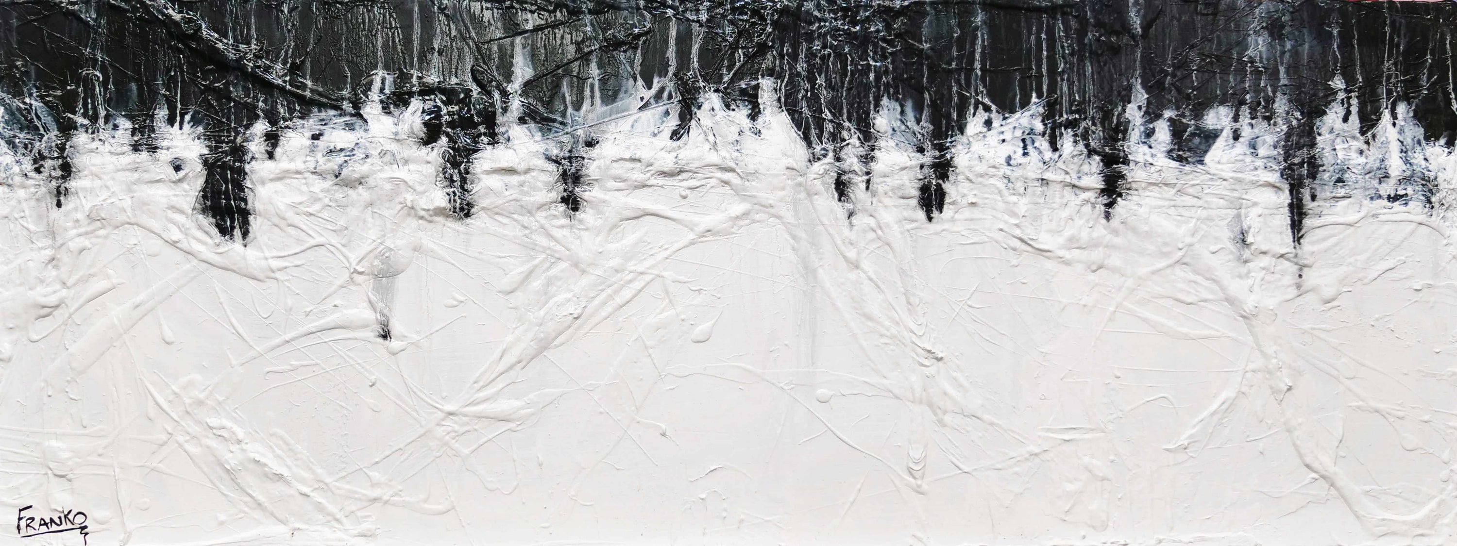 Crackling Jellyfish 160cm x 60cm Black White Textured Abstract Painting (SOLD)-Abstract-[Franko_Artist]-[Australian_artist]-[Gold_Coast]-[Brisbane]-[modern]-[contemporary]-[original]-[Large_artwork]-Franklin Art Studio
