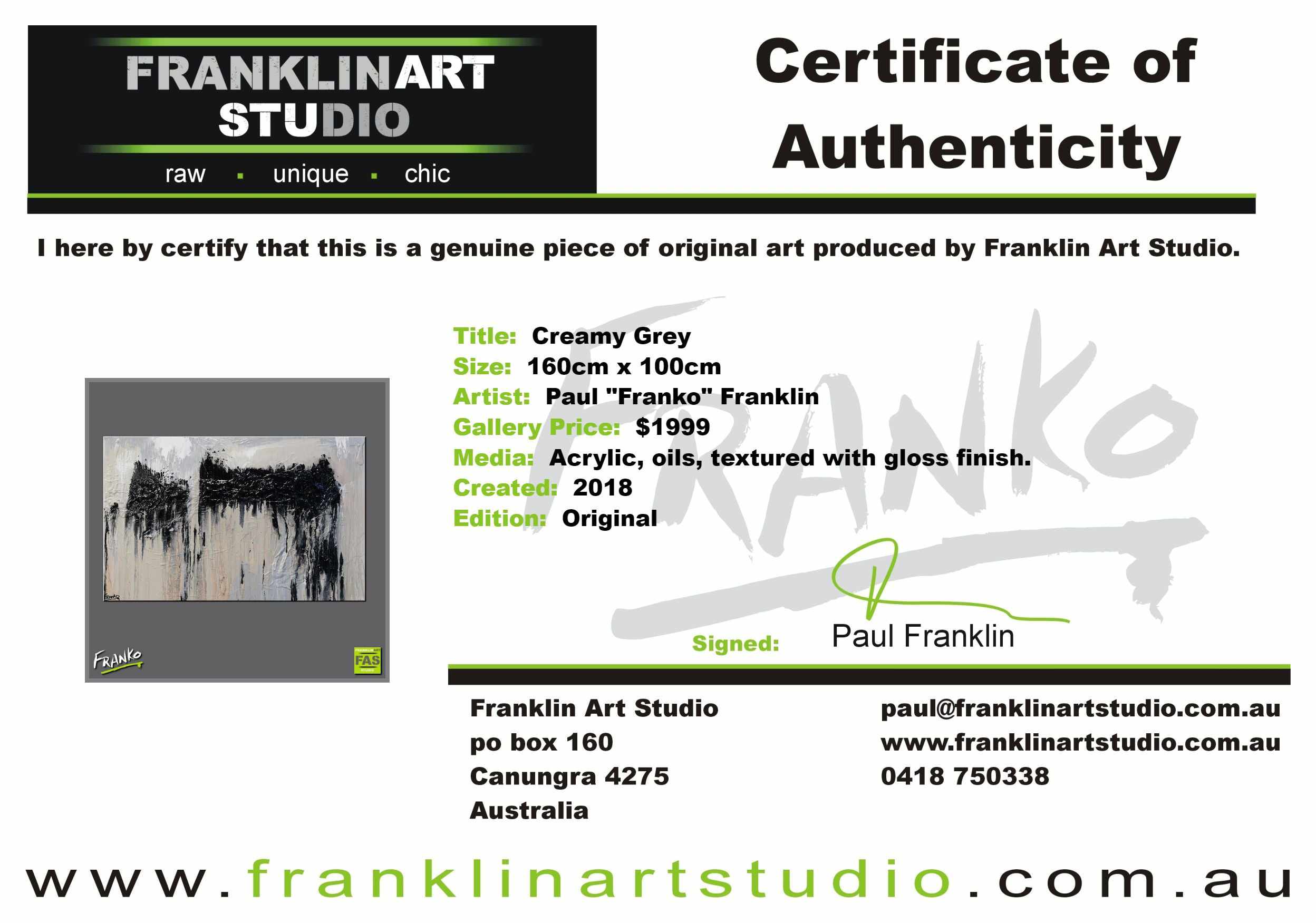 Creamy Grey 160cm x 100cm Grey Black Cream Textured Abstract Painting (SOLD)-Abstract-[Franko_Artist]-[The_Block]-[Dream_Homes]-[ideas]-[Grand_Designs]-[Art_Lover]-Franklin Art Studio