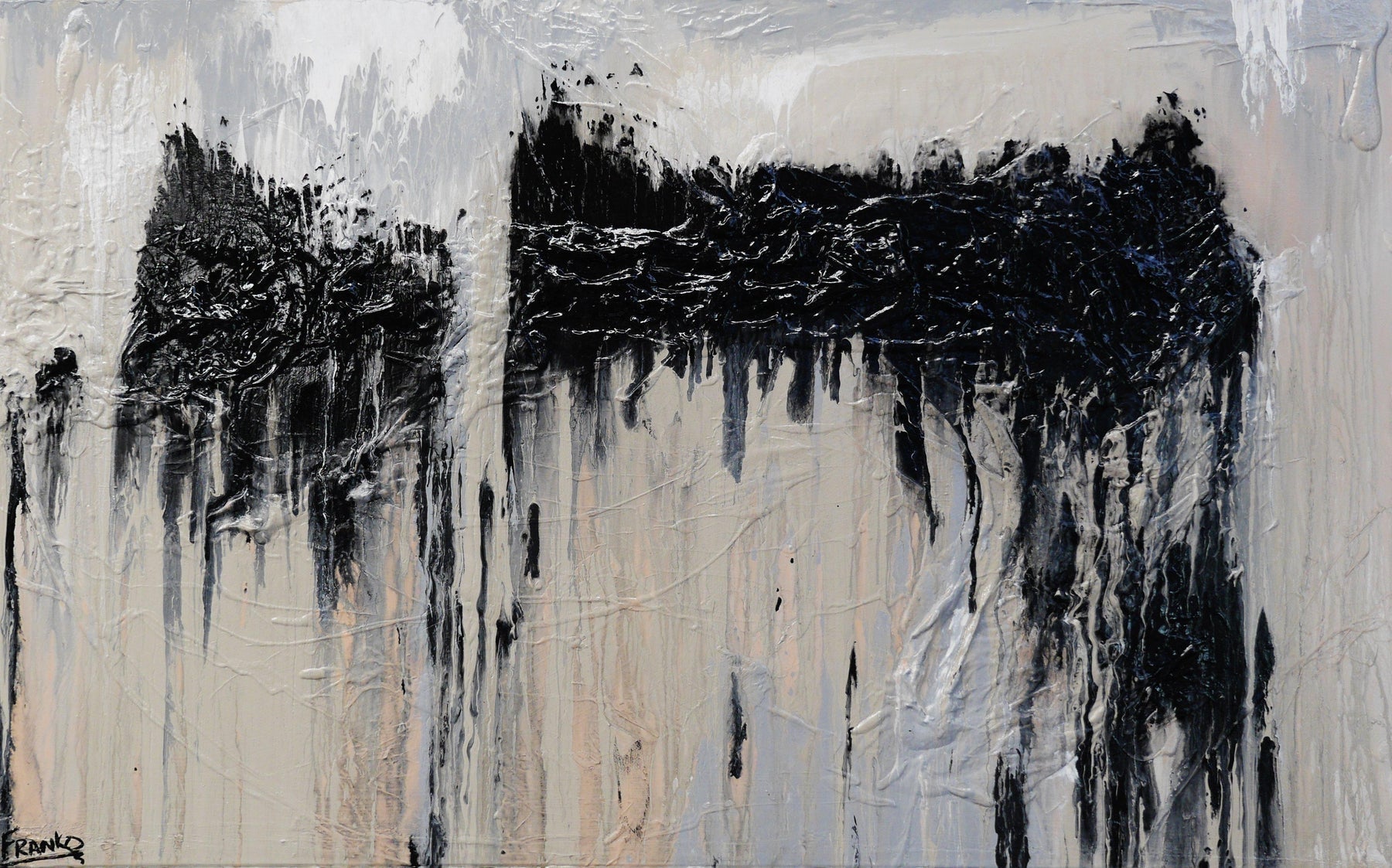 Creamy Grey 160cm x 100cm Grey Black Cream Textured Abstract Painting (SOLD)-Abstract-[Franko_Artist]-[Australian_artist]-[Gold_Coast]-[Brisbane]-[modern]-[contemporary]-[original]-[Large_artwork]-Franklin Art Studio