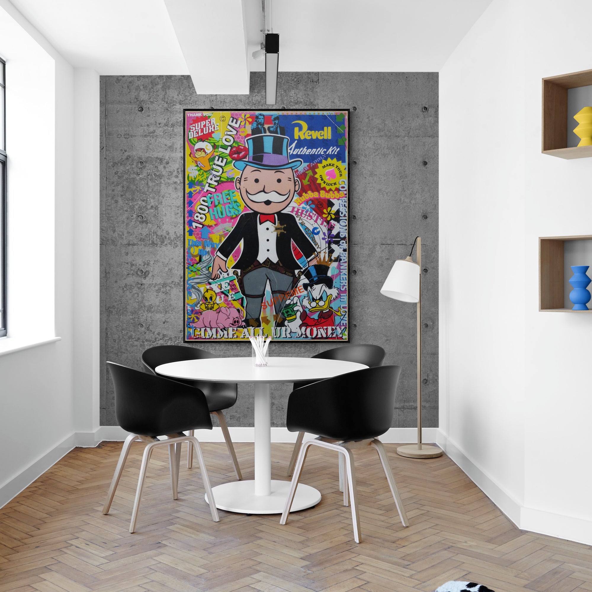 The Banker 140cm x 100cm Monopoly Man Textured Urban Pop Art Painting (SOLD)-Urban Pop Art-[Franko_Artist]-[The_Block]-[Dream_Homes]-[ideas]- [Grand_Designs]-Franklin Art Studio