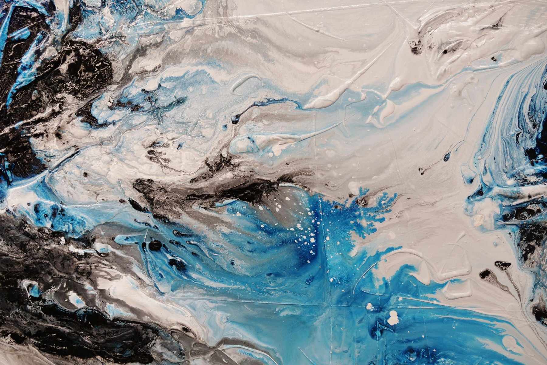 Crushed Midnight 160cm x 60cm Blue White Textured Abstract Painting (SOLD)