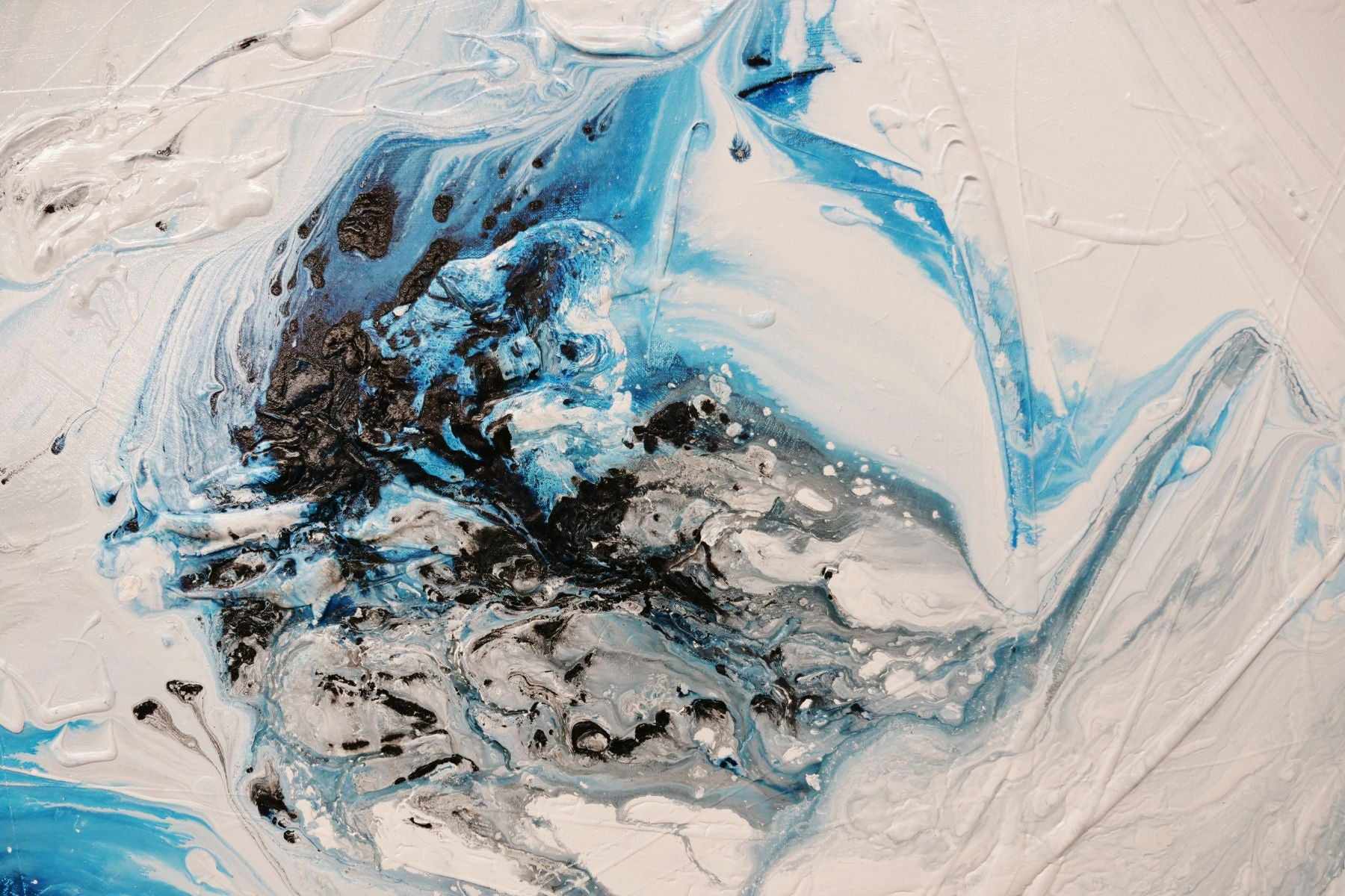 Crushed Midnight 160cm x 60cm Blue White Textured Abstract Painting (SOLD)