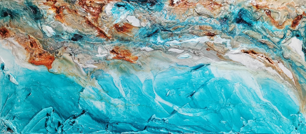 Crushed Southern Ice 270cm x 120cm Turquoise Cream Textured Abstract Painting (SOLD)-Abstract-[Franko_Artist]-[Australian_artist]-[Gold_Coast]-[Brisbane]-[modern]-[contemporary]-[original]-[Large_artwork]-Franklin Art Studio